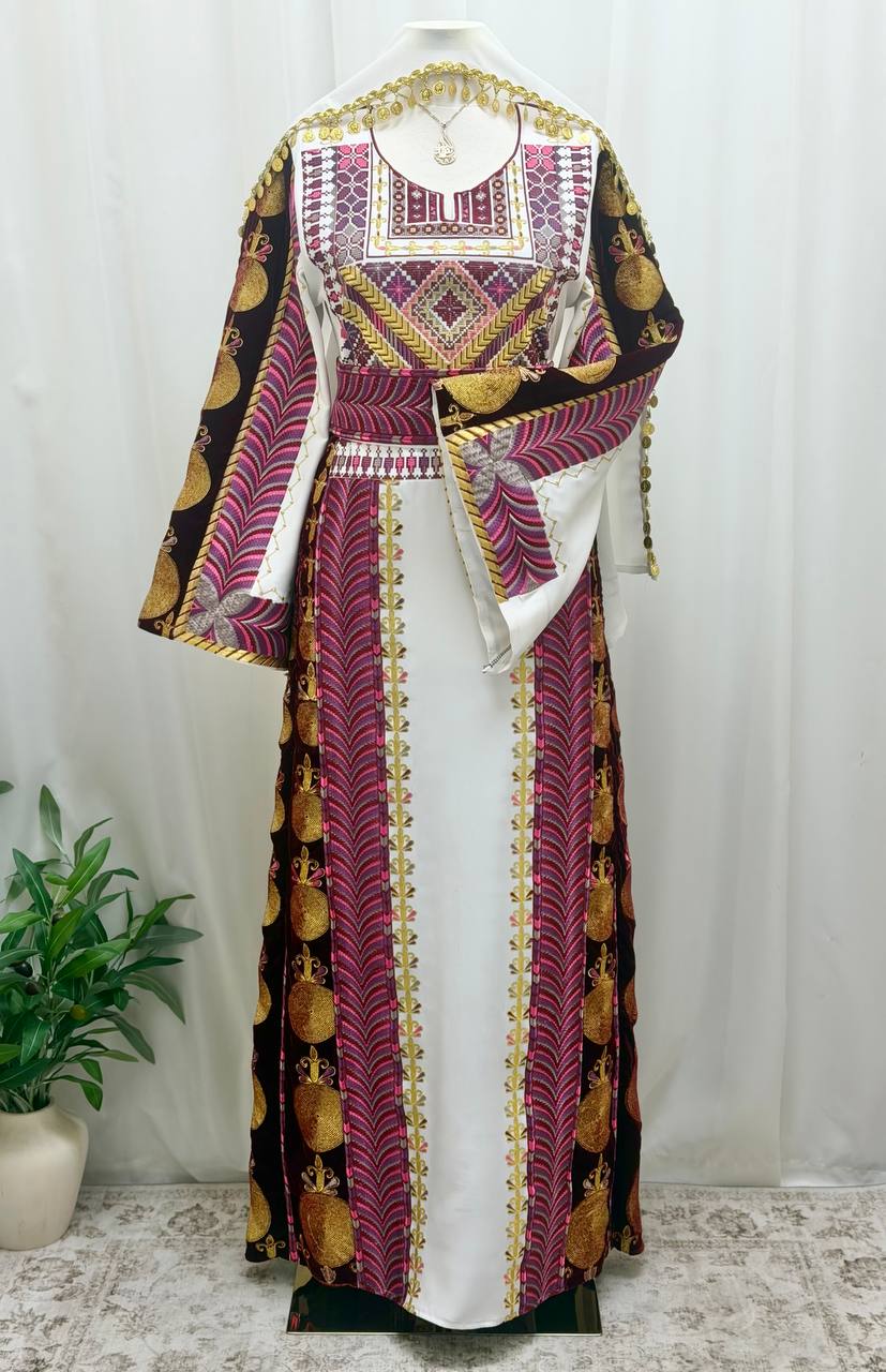 Al Maliha – Palestinian Embroidered Thobe with Tie Belt