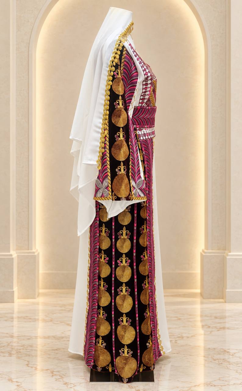Al Maliha – Palestinian Embroidered Thobe with Tie Belt