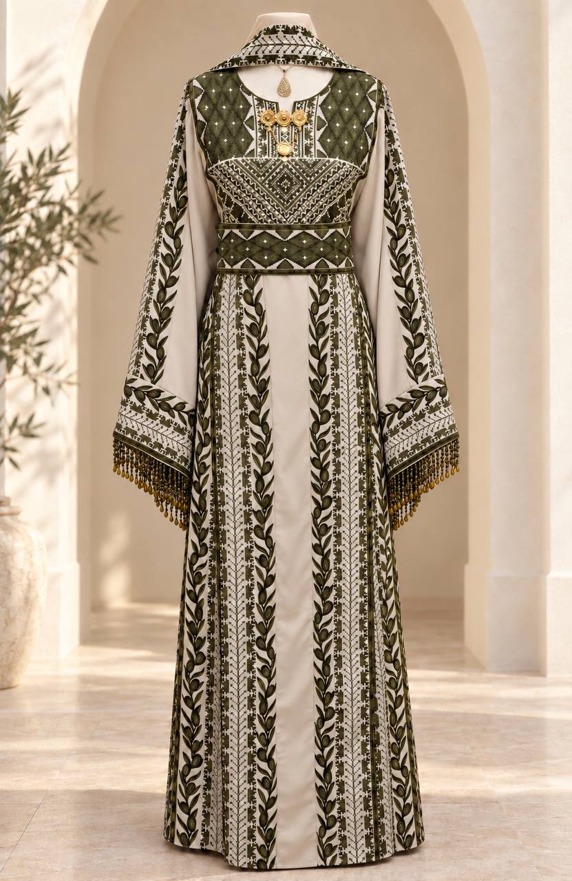 Al Zaytouna – Palestinian Embroidered Thobe with Shawl & Reversible Belt