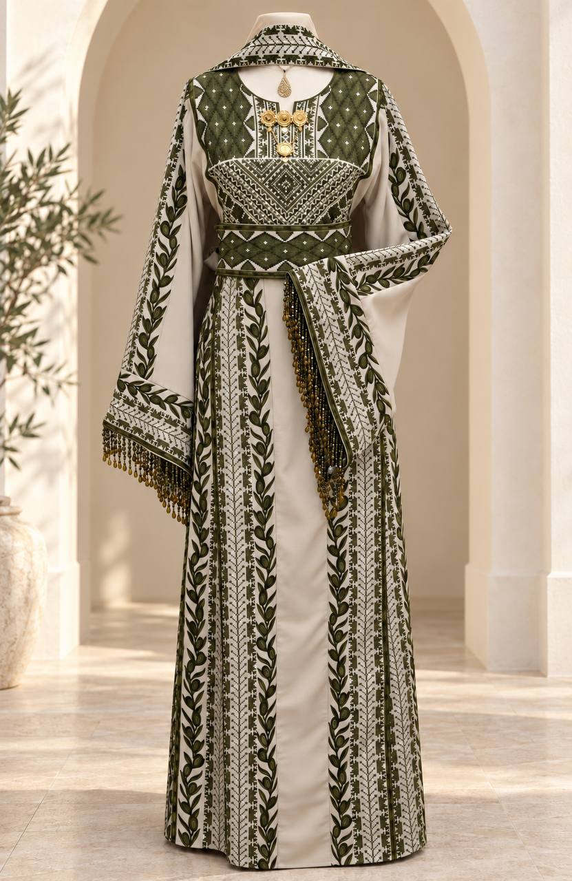 Al Zaytouna – Palestinian Embroidered Thobe with Shawl & Reversible Belt