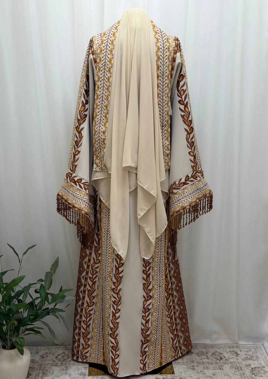 Al Zaytouna – Palestinian Embroidered Thobe with Shawl & Reversible Belt