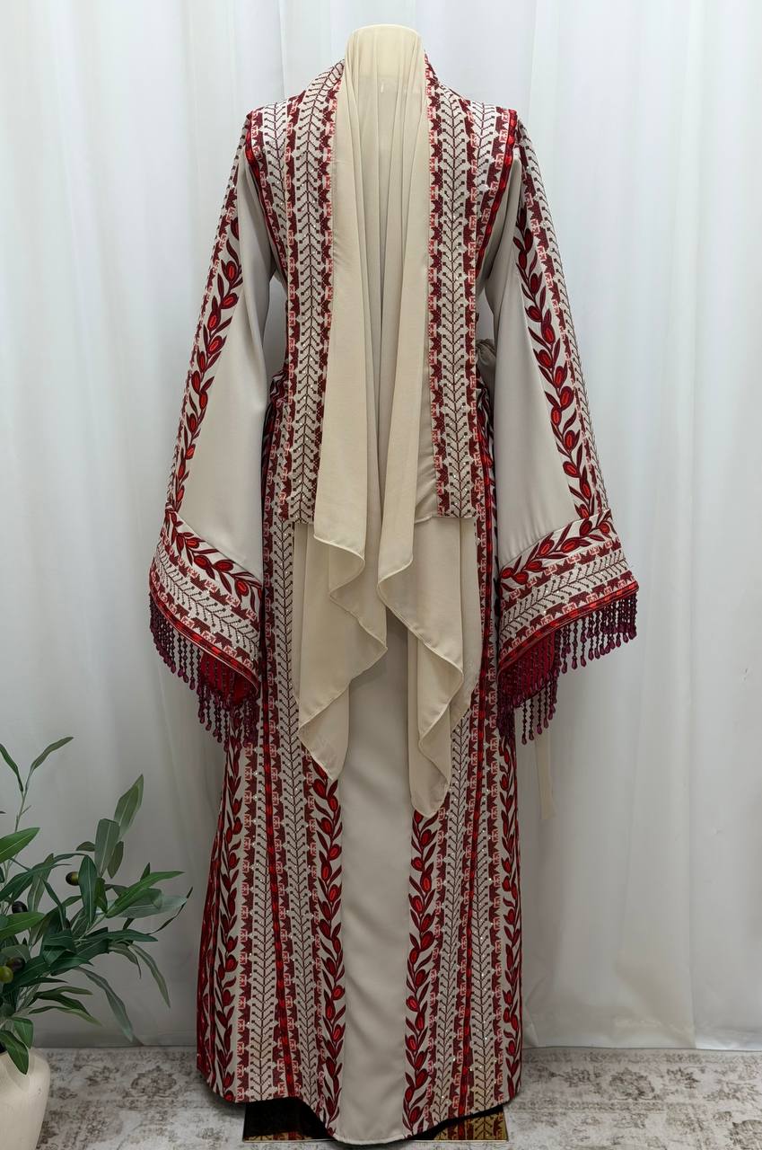 Al Zaytouna – Palestinian Embroidered Thobe with Shawl & Reversible Belt