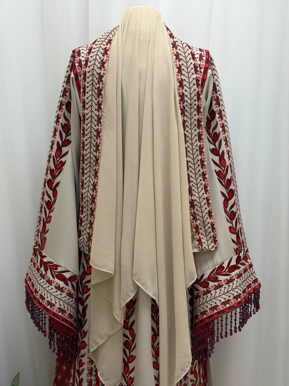 Al Zaytouna – Palestinian Embroidered Thobe with Shawl & Reversible Belt