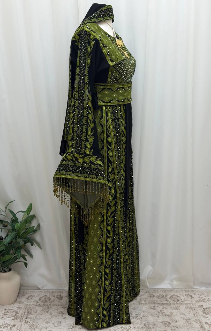 Al Zaytouna – Palestinian Embroidered Thobe with Shawl & Reversible Belt