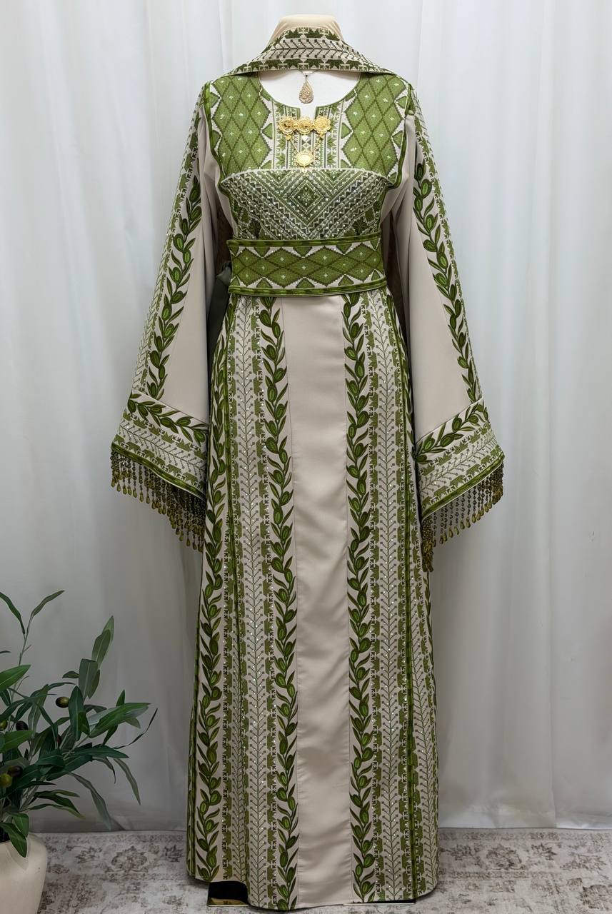Al Zaytouna – Palestinian Embroidered Thobe with Shawl & Reversible Belt