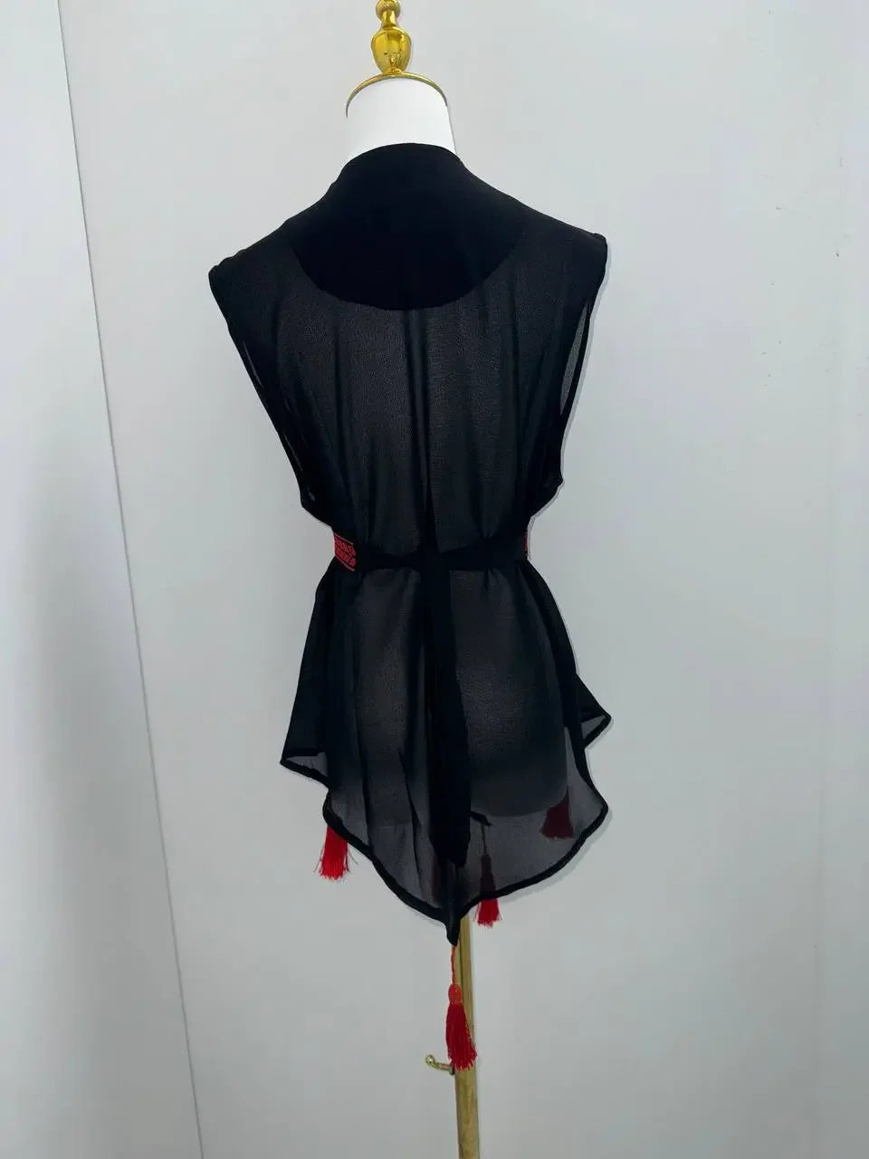 Artisan Elegance: Red Intricately Embroidered Vest Palestinian Elegance