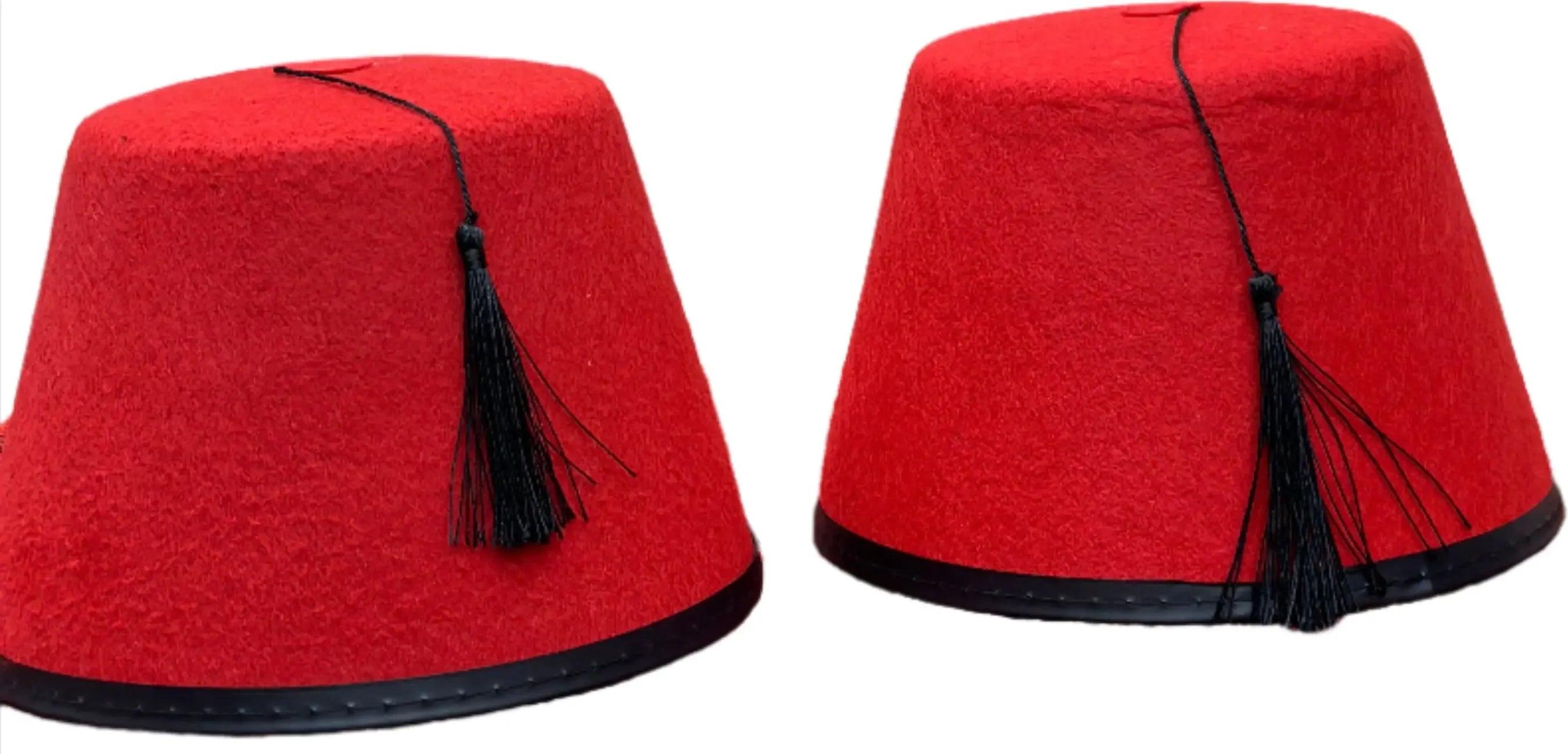 Traditional tarboosh hat in red with black tassel and trim from Palestinian Elegance accessories