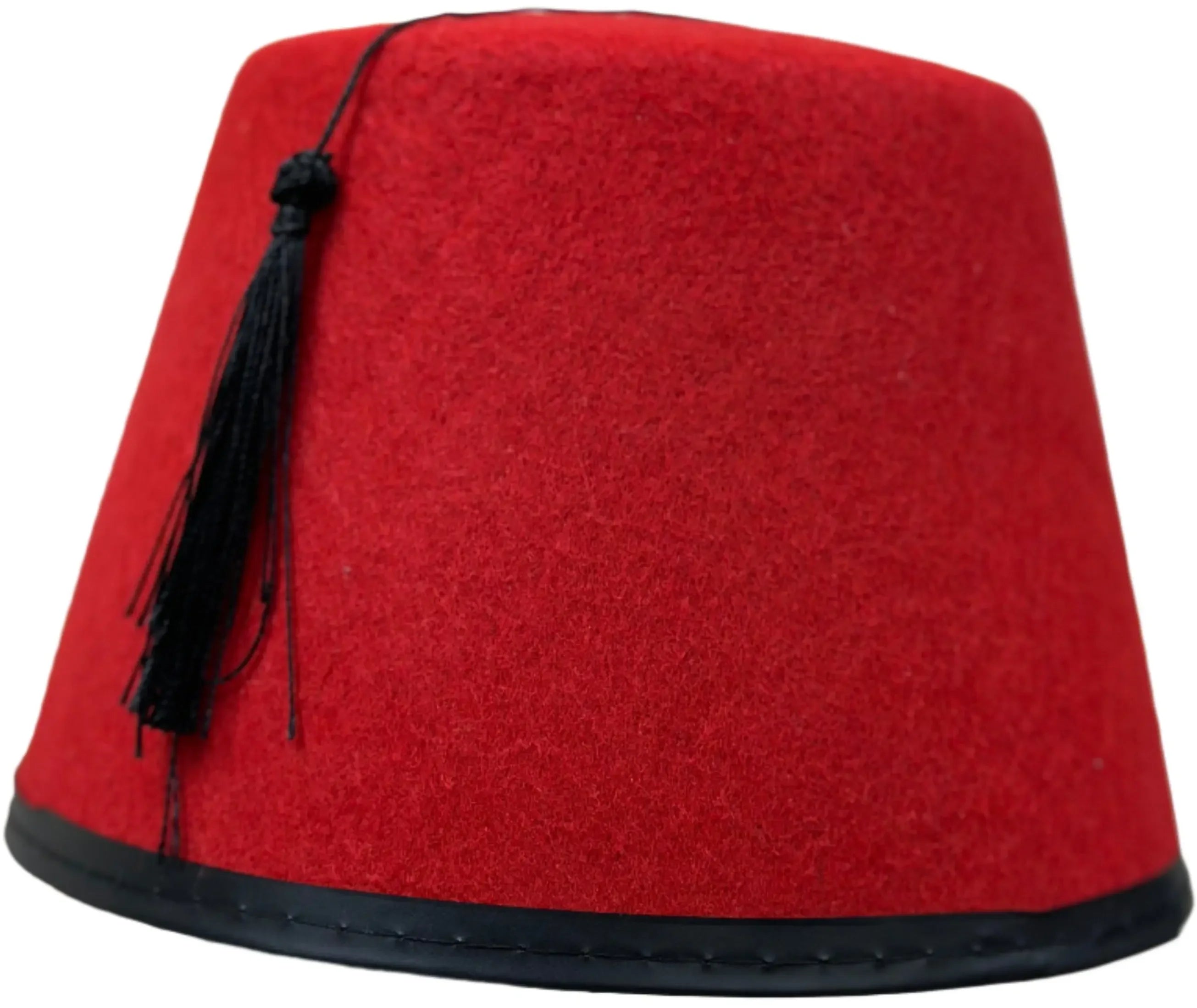 Palestinian Elegance red traditional tarboosh hat with black tassel and trim accessory