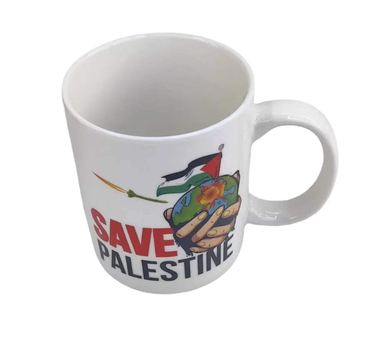 Save Palestine with Earth and Flag Cup Design Palestinian Elegance