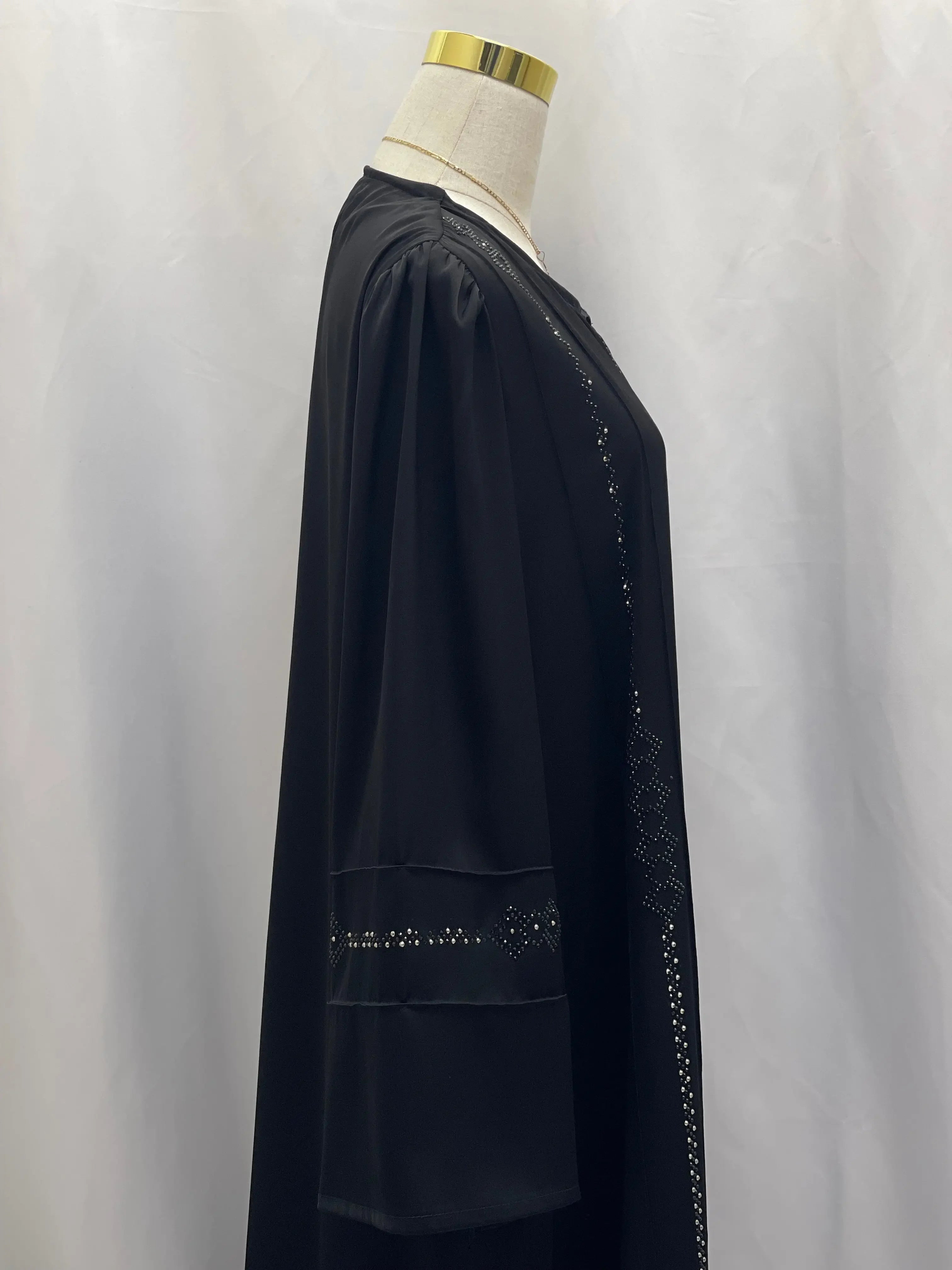 Palestinian Elegance Stylish Modest 2-Piece Abaya Set Black Palestinian Elegance