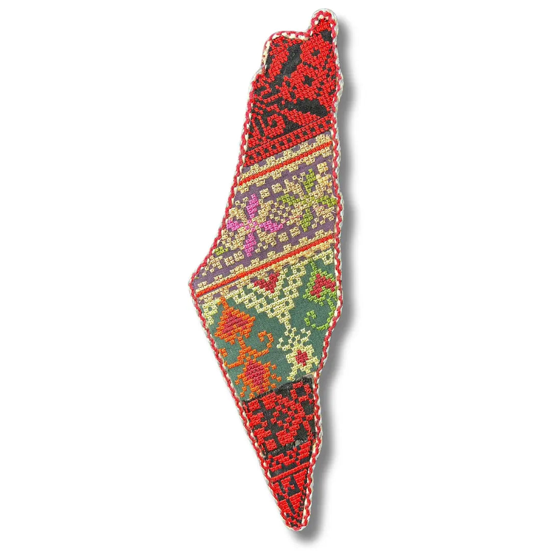 Palestinian Elegance tatreez Palestine map wall art with intricate traditional embroidery patterns