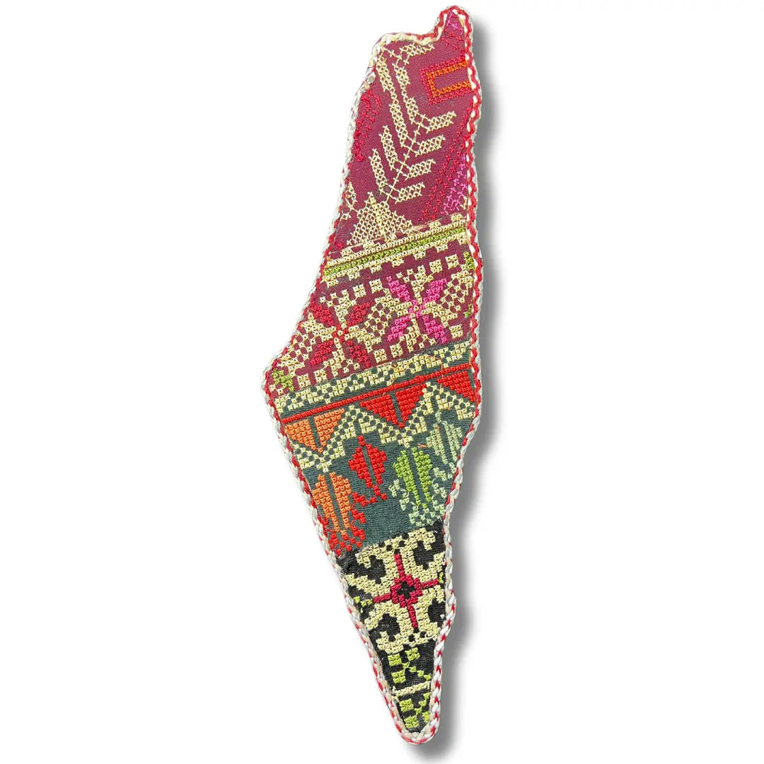 Palestinian Elegance tatreez Palestine map wall art embroidered with colorful traditional patterns