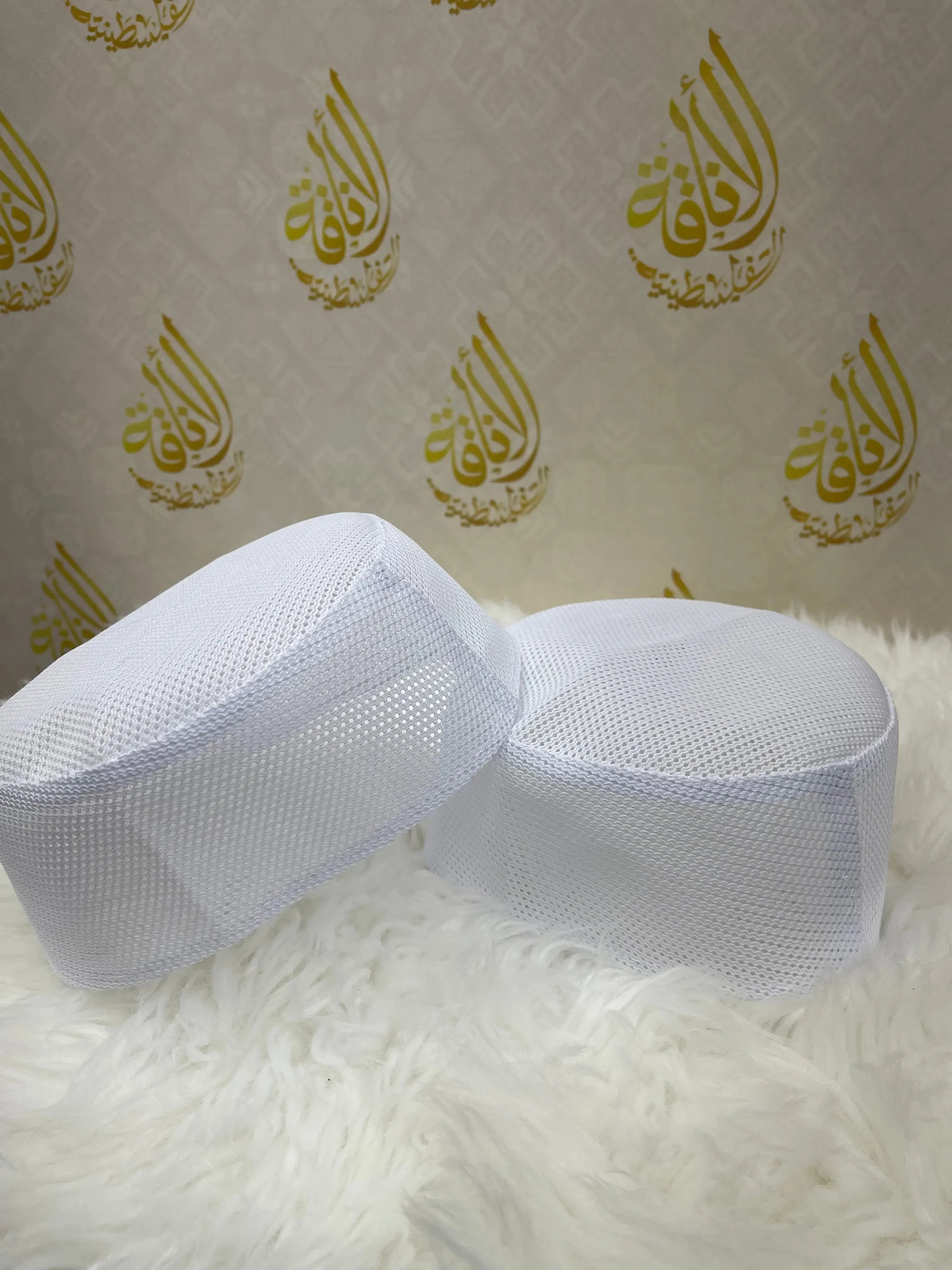 Traditional Palestinian hat for men in white mesh fabric from Palestinian Elegance accessories