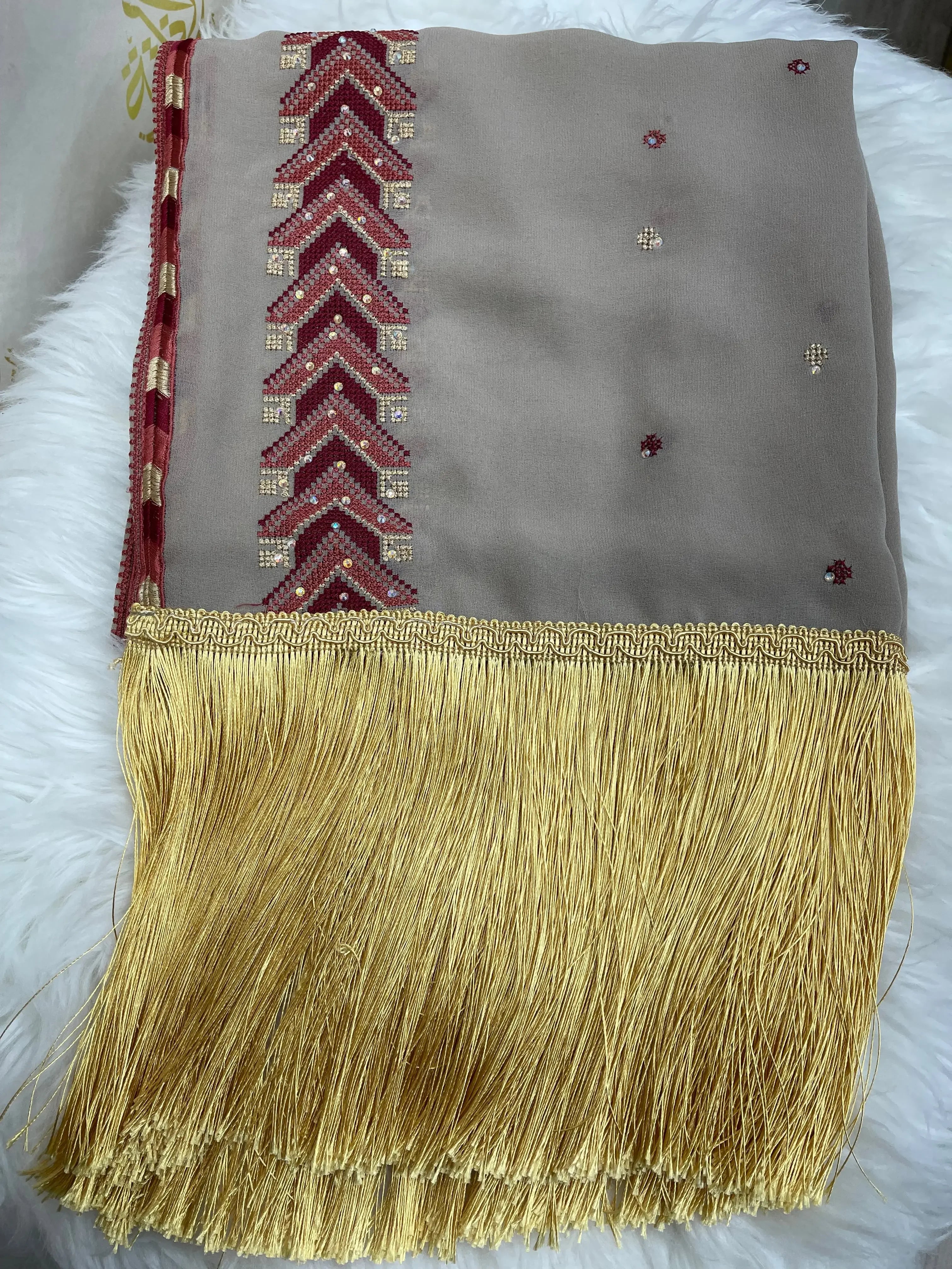 Khirka Shal with Tatreez Nather: Cultural Elegance and Sophistication - Palestinian Elegance