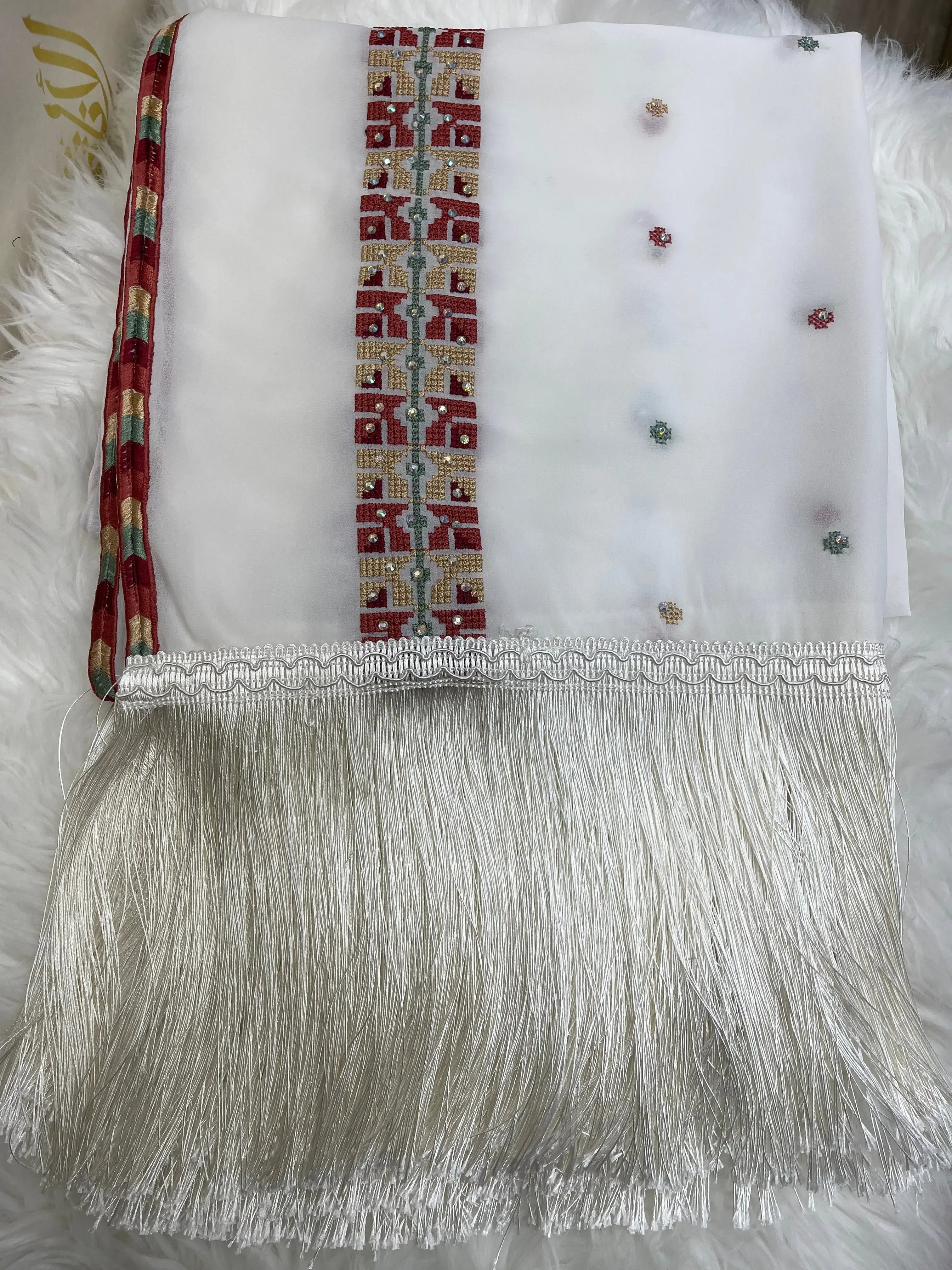 Khirka Shal with Tatreez Nather: Cultural Elegance and Sophistication - Palestinian Elegance