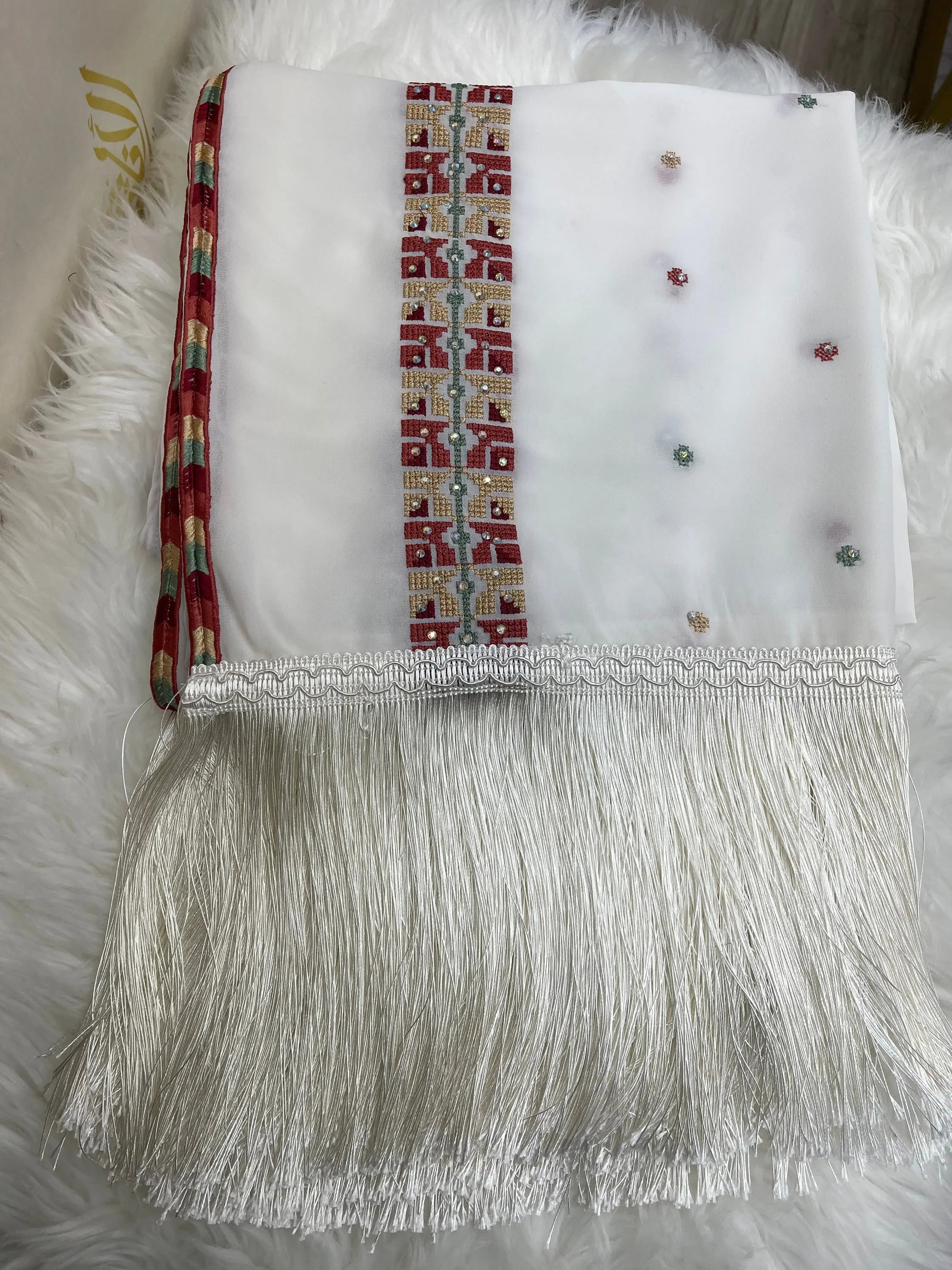 Khirka Shal with Tatreez Nather: Cultural Elegance and Sophistication - Palestinian Elegance