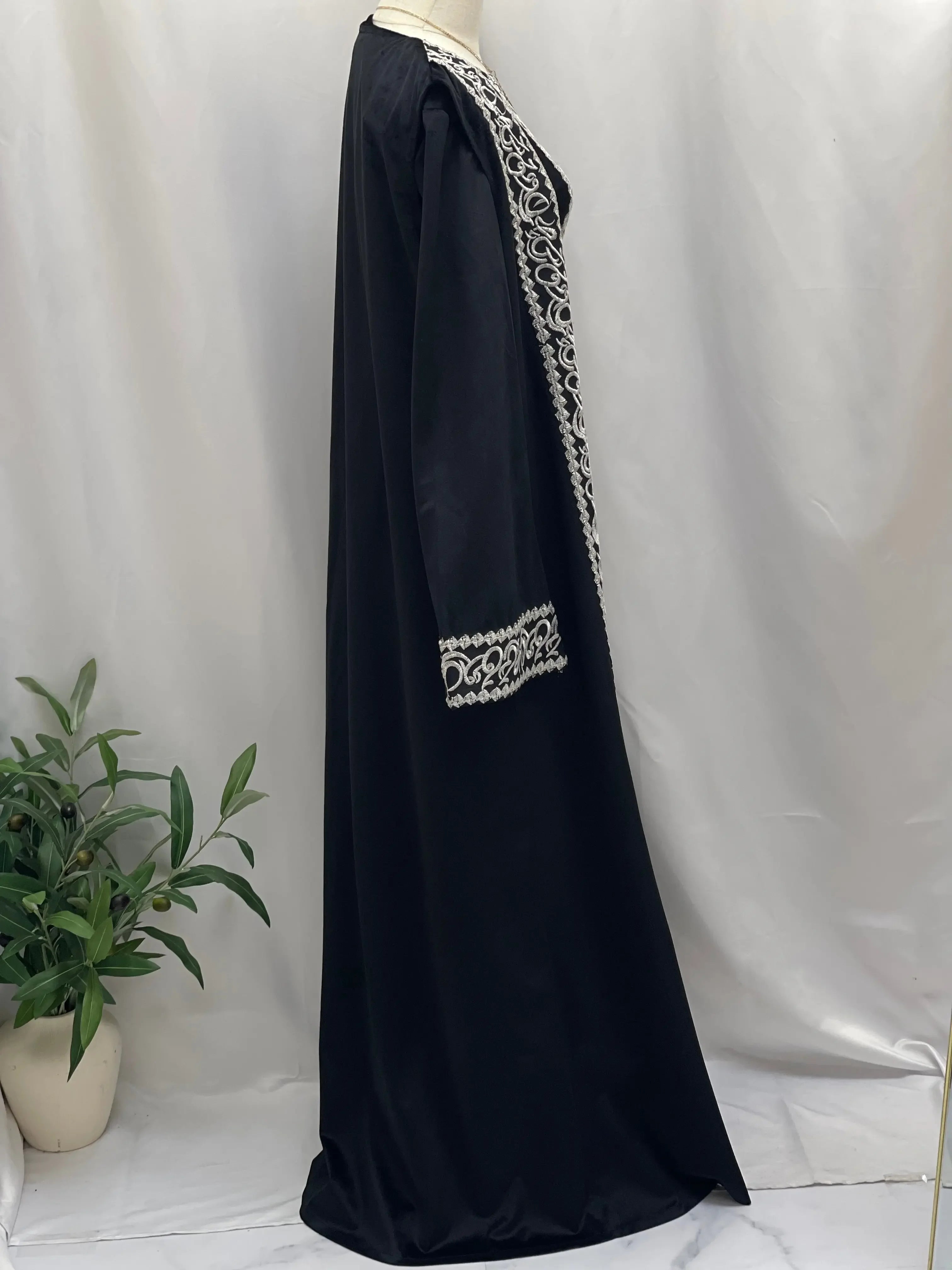 Palestinian Elegance Velvet 3pcs Set Arabic Letters Abaya Palestinian Elegance