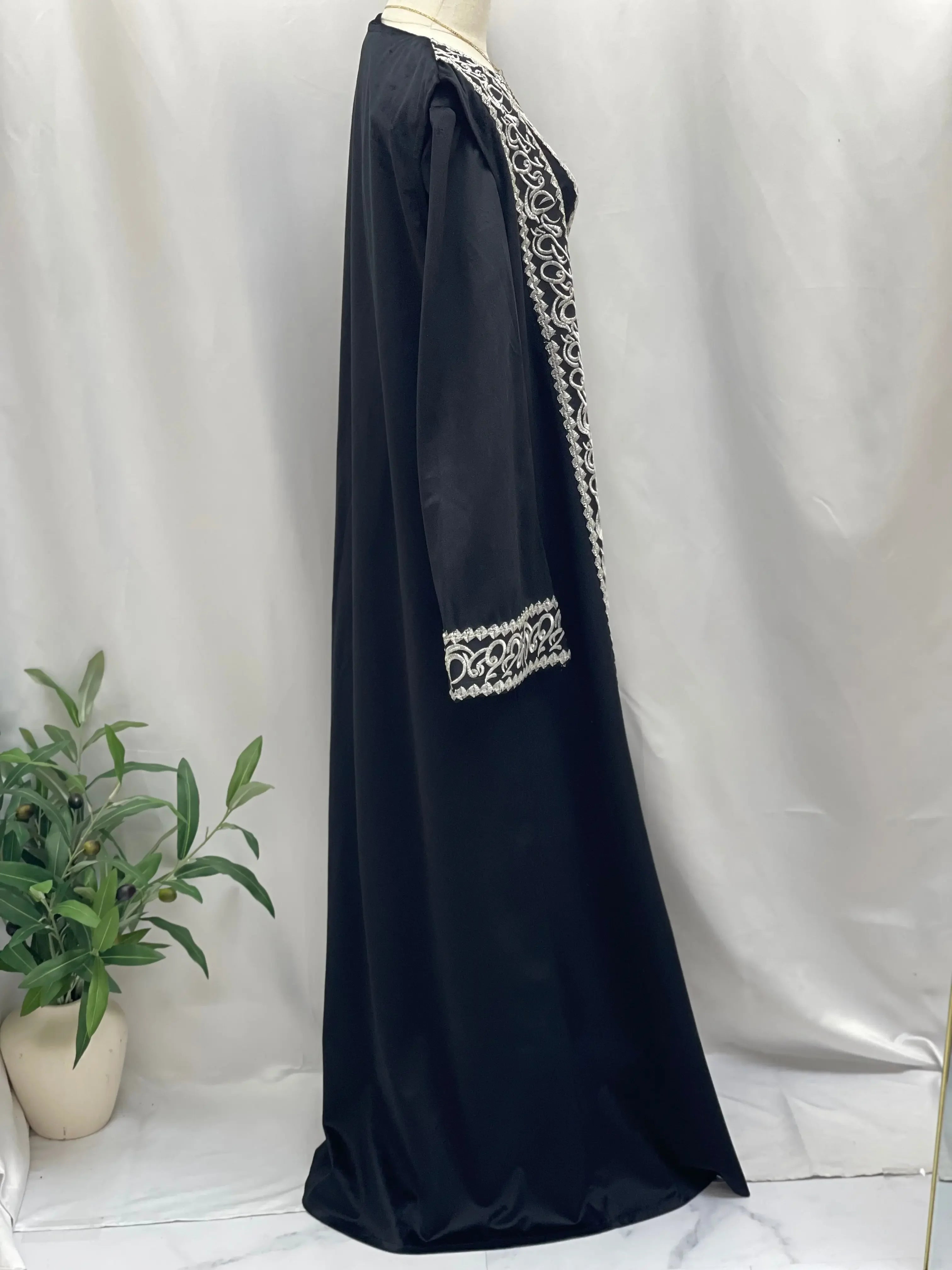 Palestinian Elegance Velvet 3pcs Set Arabic Letters Abaya Palestinian Elegance