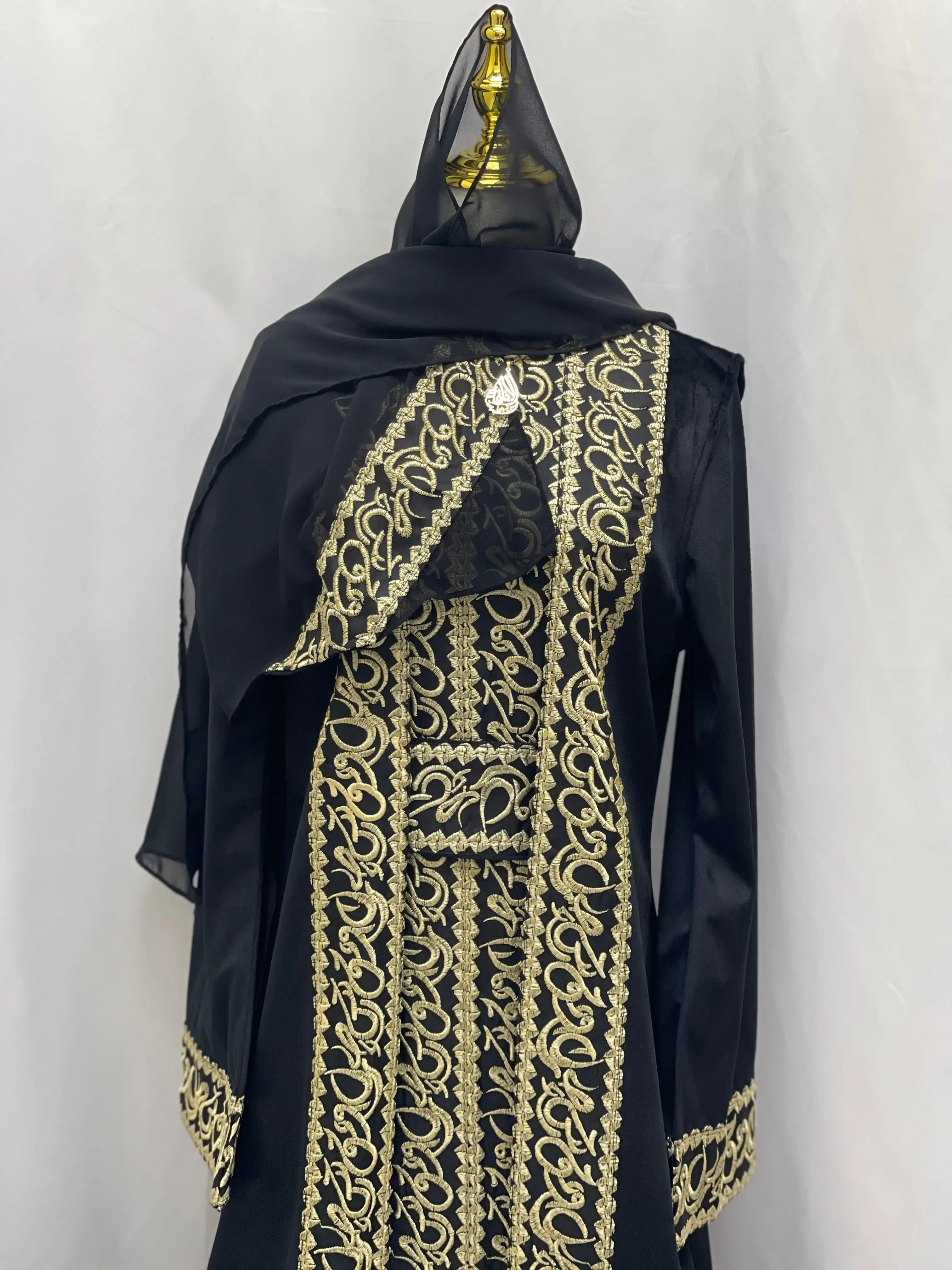 Palestinian Elegance Velvet 3pcs Set Arabic Letters Abaya Palestinian Elegance