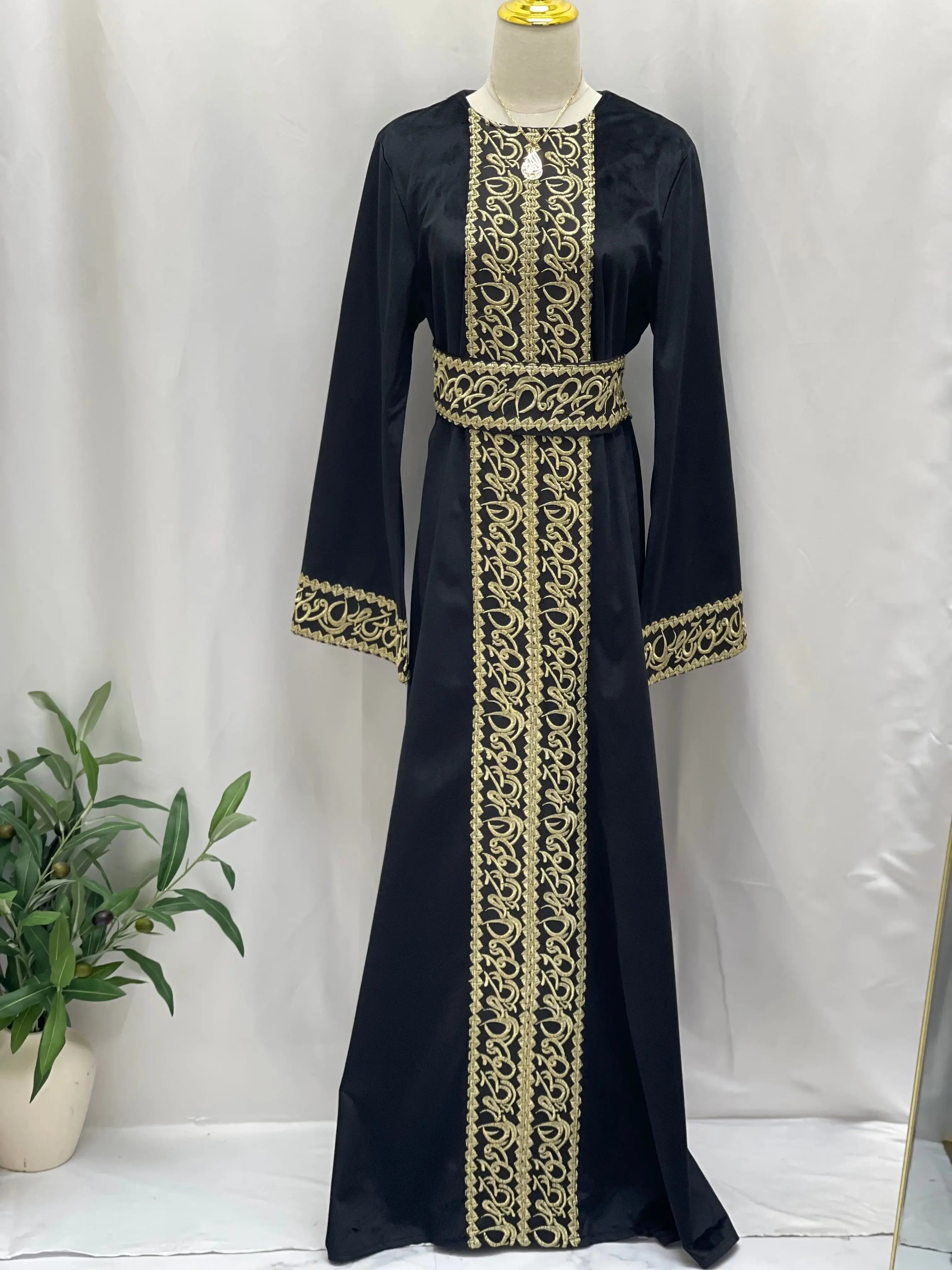 Palestinian Elegance Velvet 3pcs Set Arabic Letters Abaya Palestinian Elegance