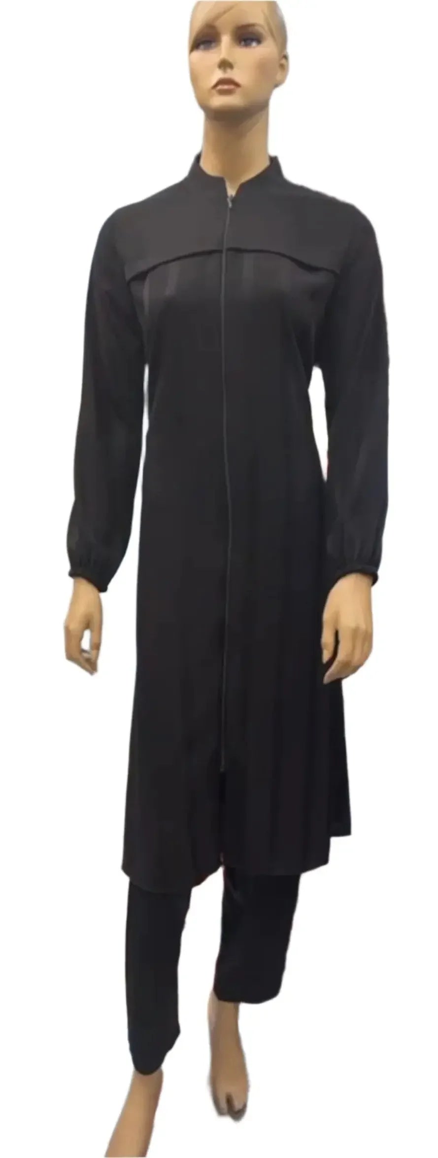 Palestinian Elegance casual black elegant abaya set with long sleeves and zipper front