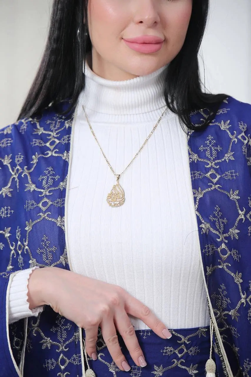 Embroidered Chiffon Cardigan Golden Silk Threads Palestinian Elegance