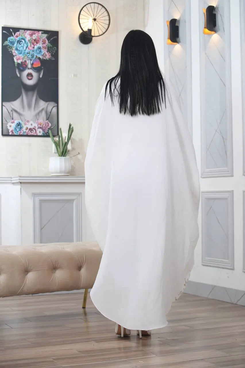 Embroidered Chiffon Cardigan Golden Silk Threads Palestinian Elegance