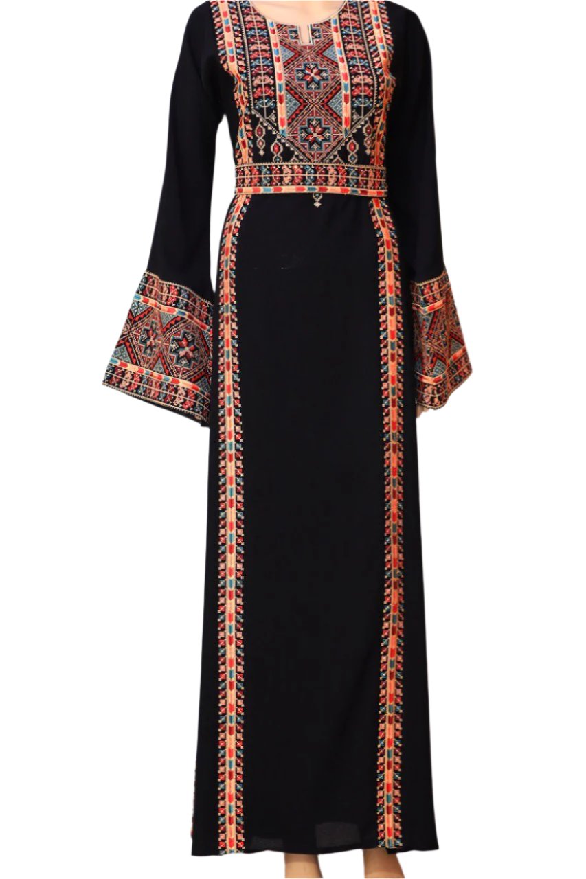 6-Vein Embroidered Thoub: Traditional Elegance & Modern Sophistication Palestinian Elegance