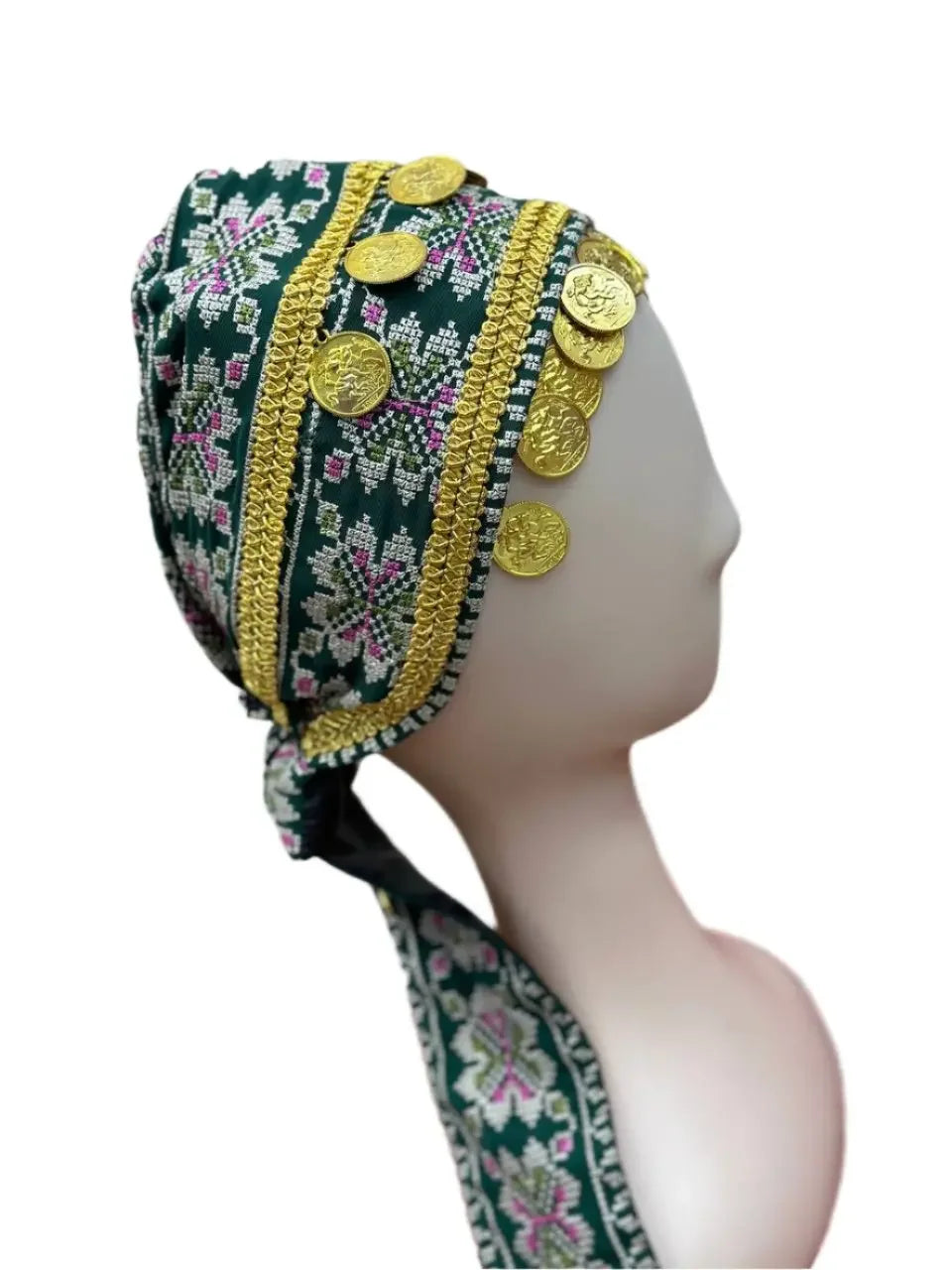 Palestinian Elegance kids tatreez headpiece with traditional embroidery and gold coin embellishments