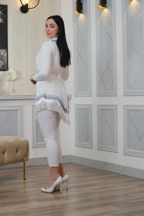 Chic Playfulness: Vest with Playful Tassel Accents Palestinian Elegance