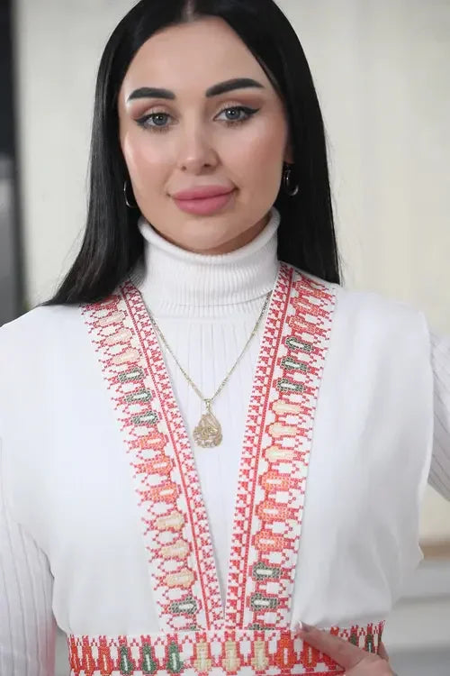 Chic Playfulness: Vest with Playful Tassel Accents Palestinian Elegance