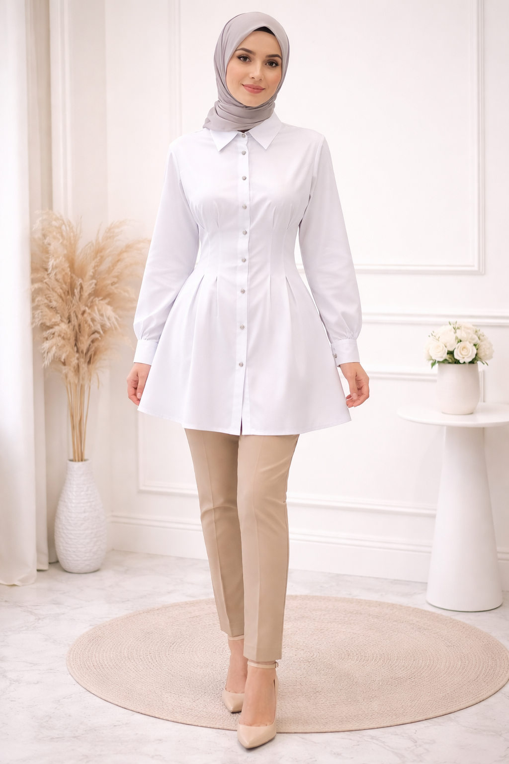 Opulence Pleated Shirt Dress