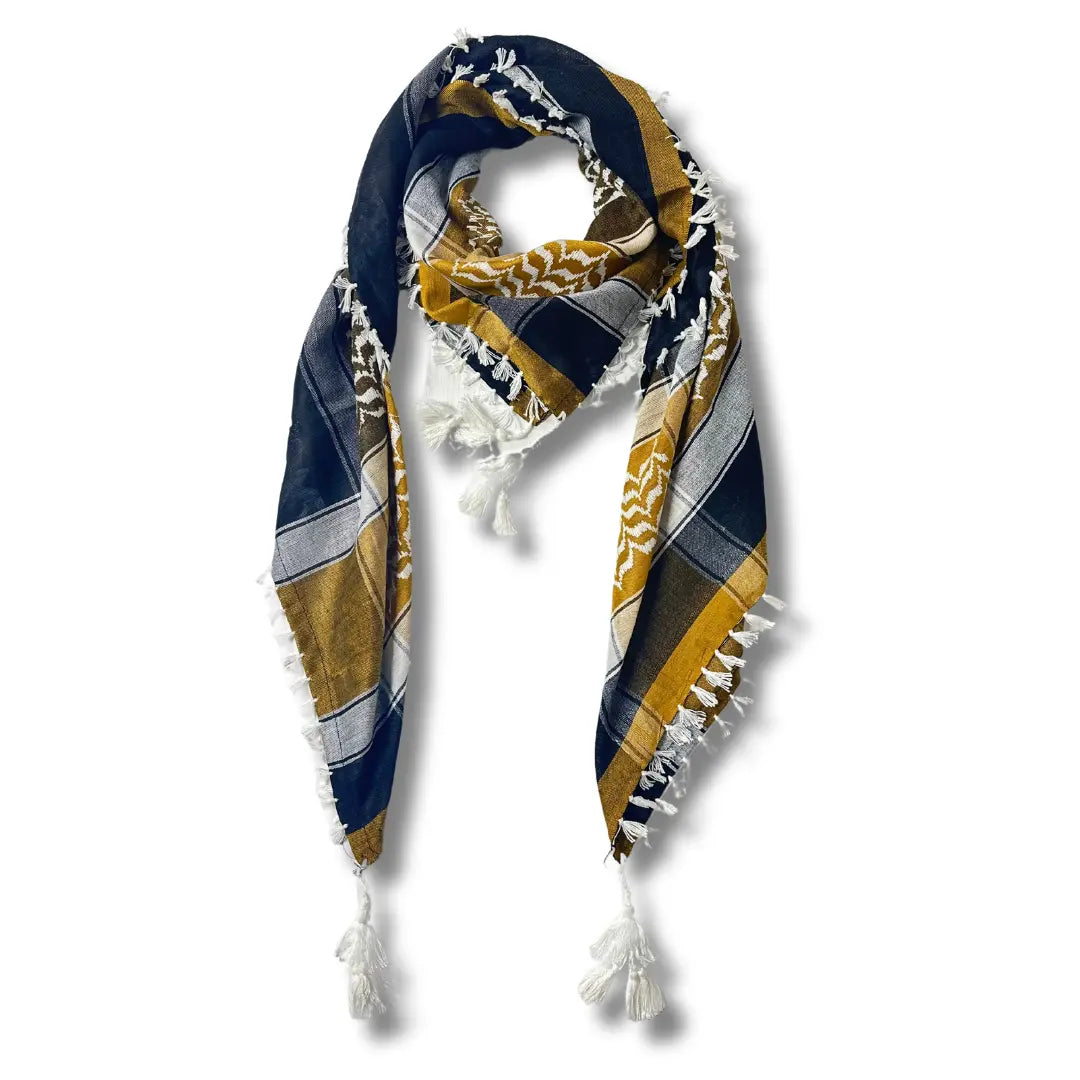 Heritage Harmony Bundle: Handmade Keychain/Necklace & Original Kuffiyeh Palestinian Elegance