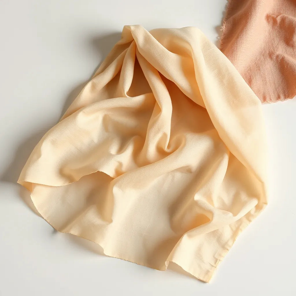 Soft chiffon fabric draped in gentle folds with visible translucent texture under natural light.