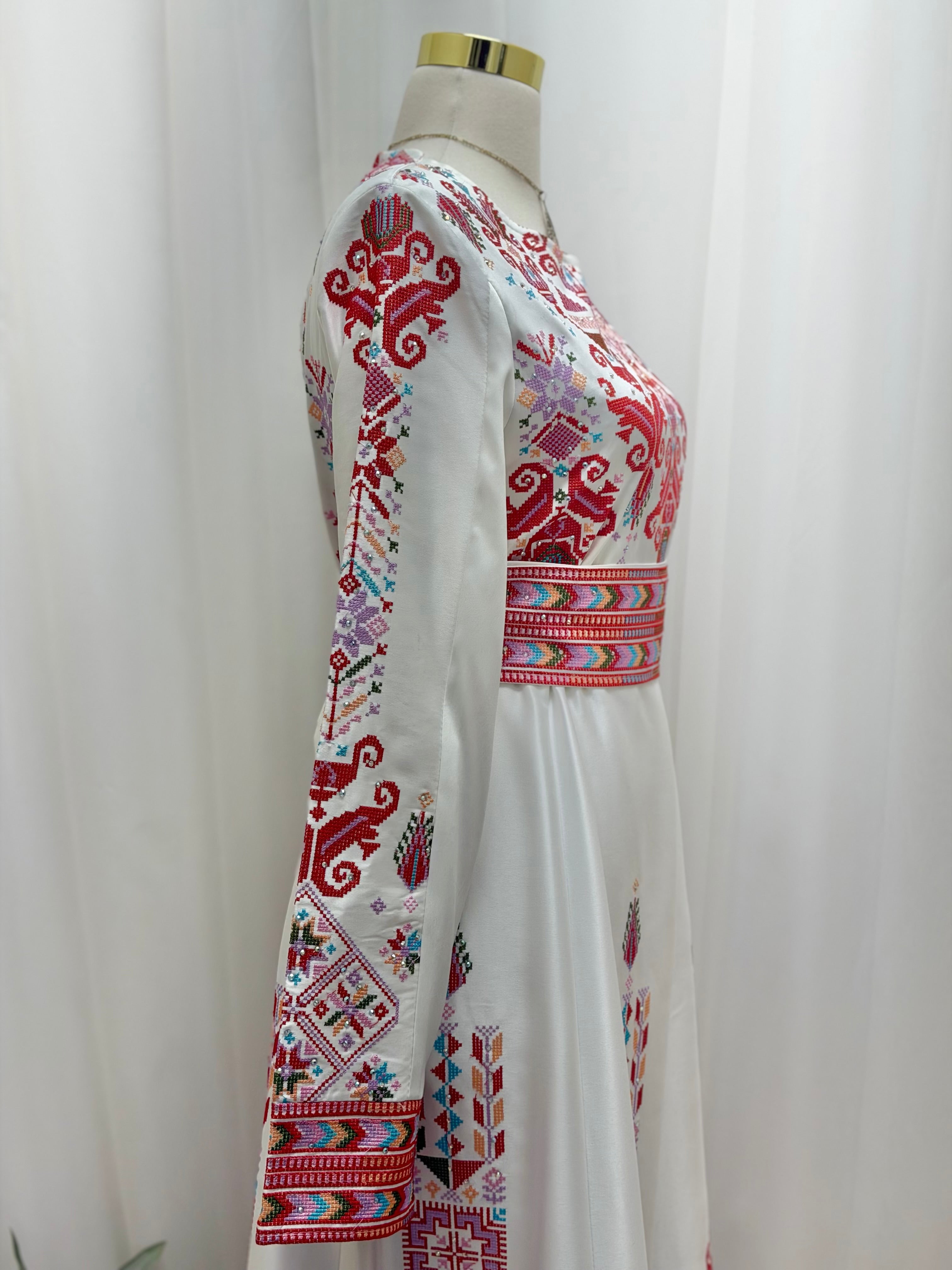 Hala Embroidered Satin Dress