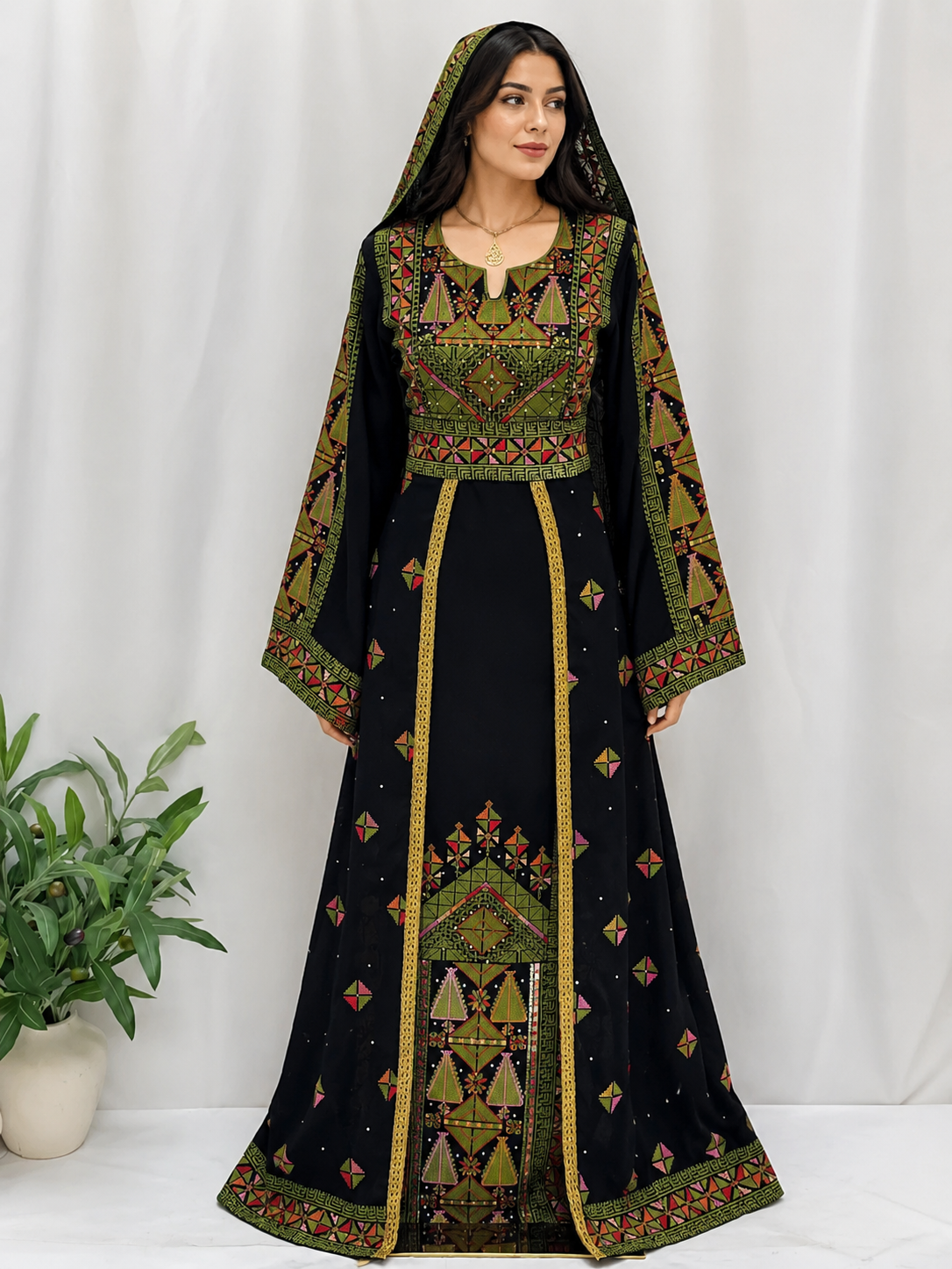 Falahi thoub with overskirt Embroidered Dress and khirka