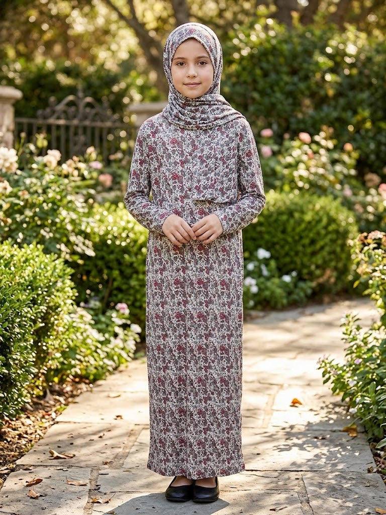 Modest Soft Lycra Full Prayer Dress with Scarf For Girls