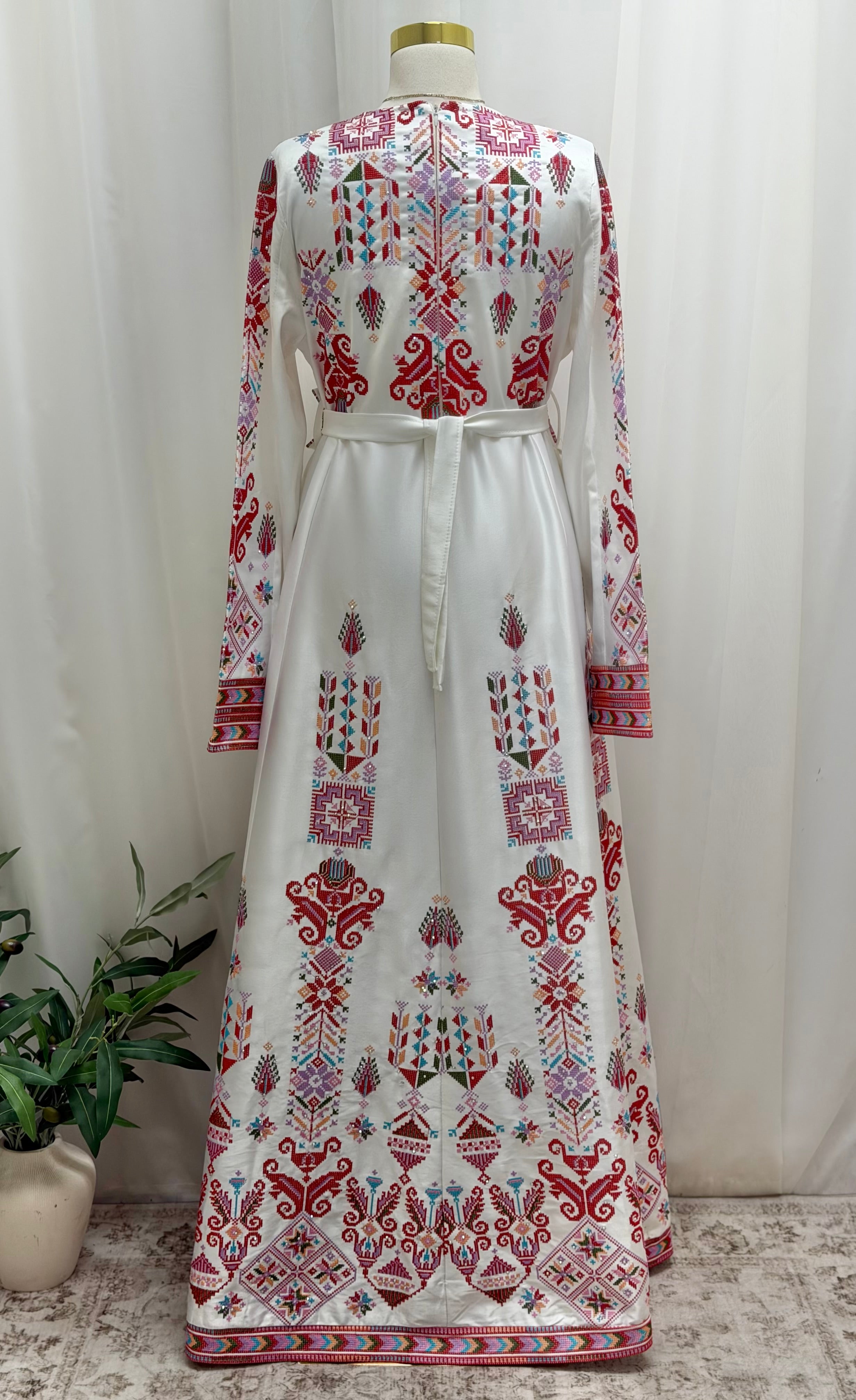 Hala Embroidered Satin Dress
