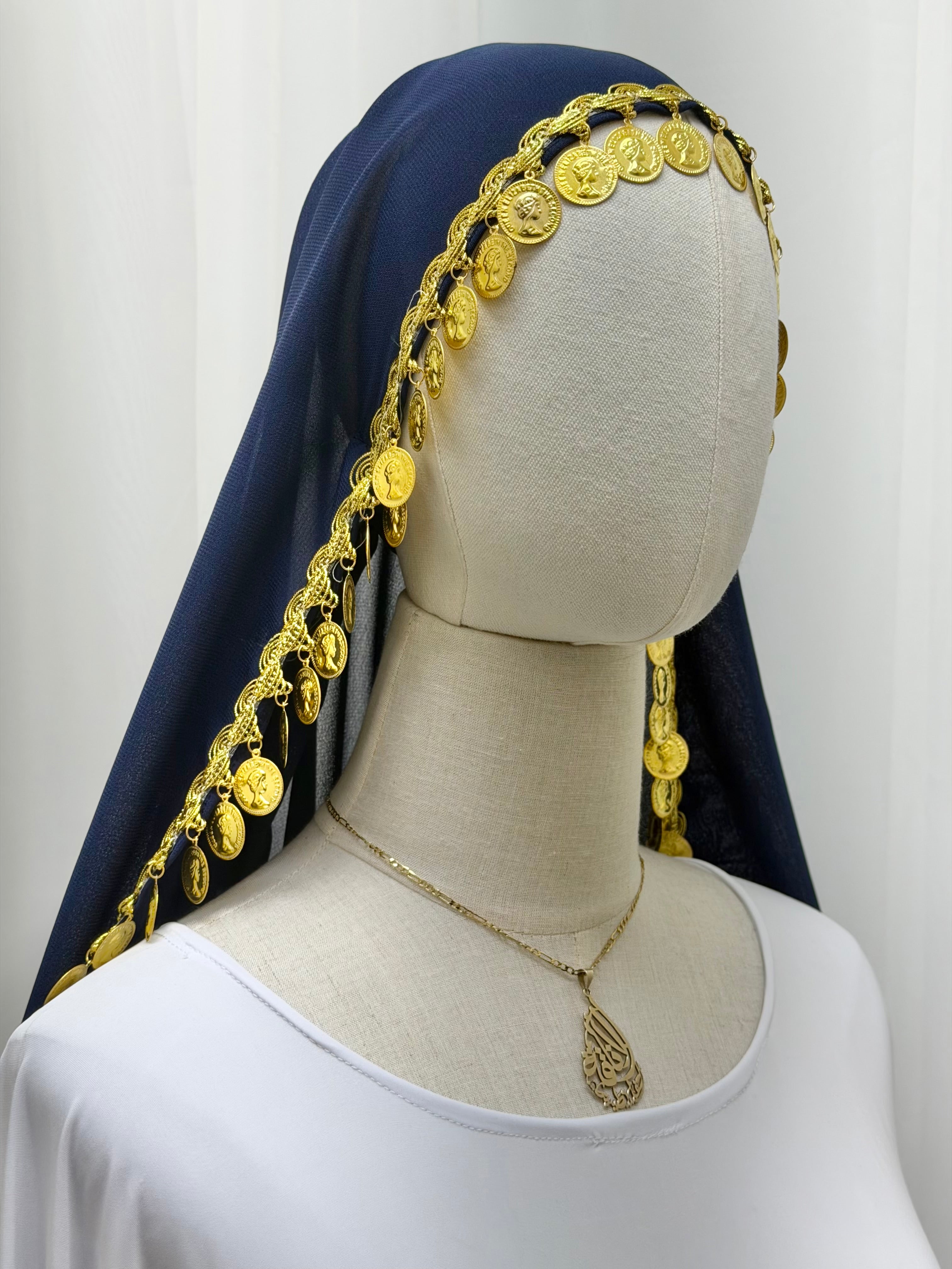 Yasmeen Coin-Trimmed Tie Shawl-Khirka