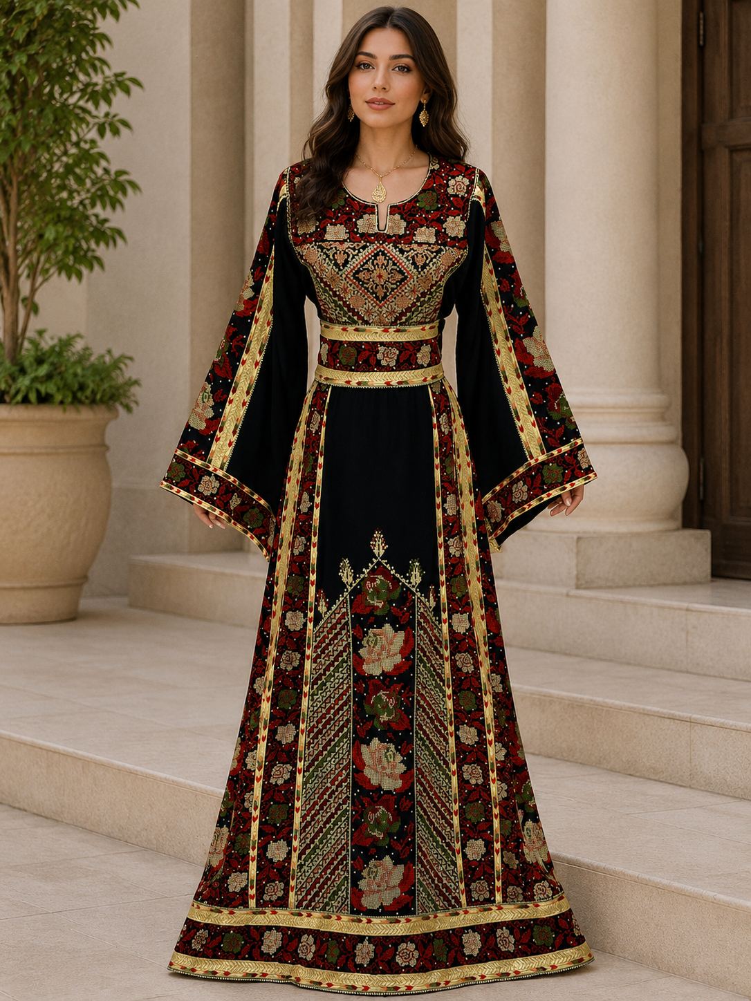 Embroidered Flowers Thoub: A Bloom of Elegance