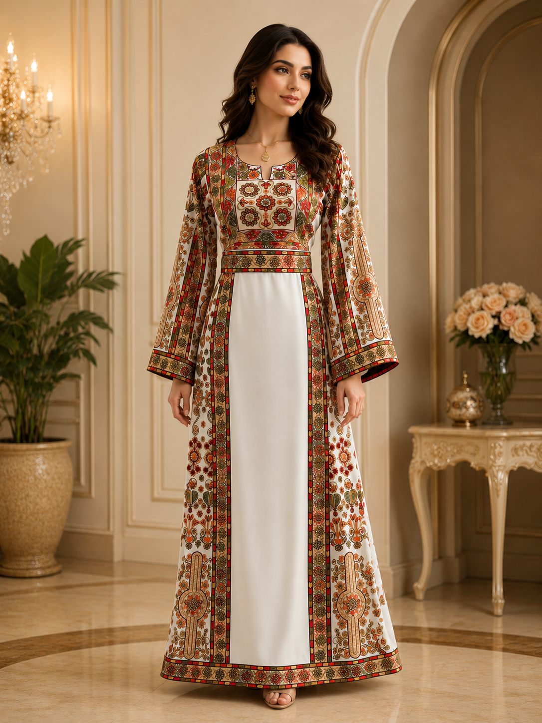 Golden Blossom Beaded Embroidered Thobe