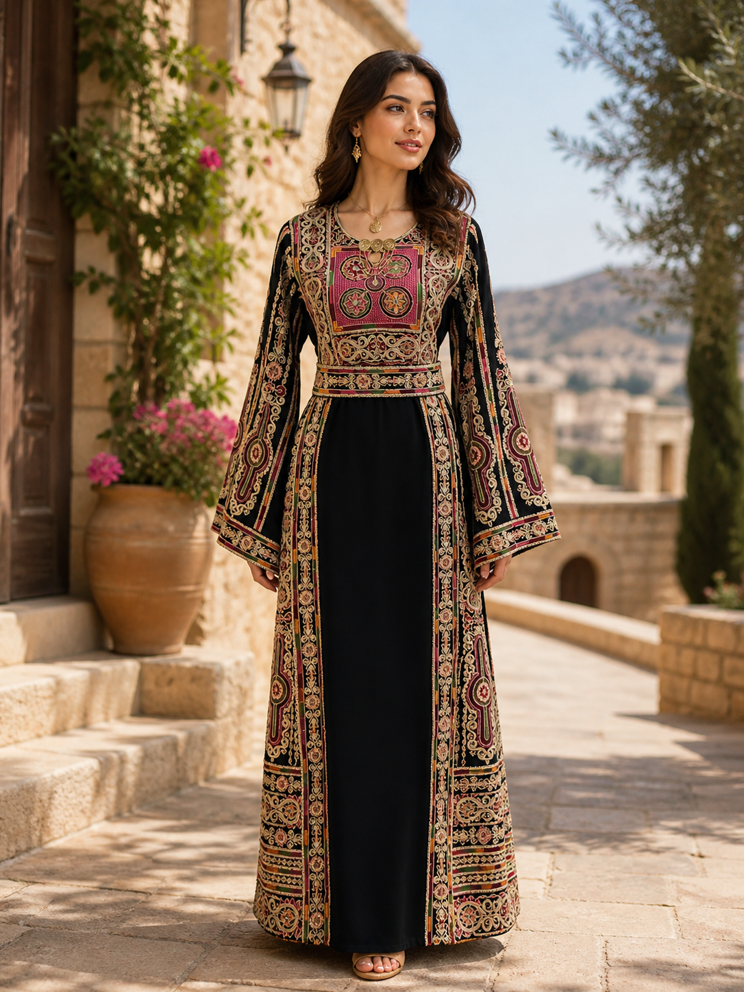 Golden Thread Embroidered Thobe A Stunning Piece Crafted With Golden Embroidery