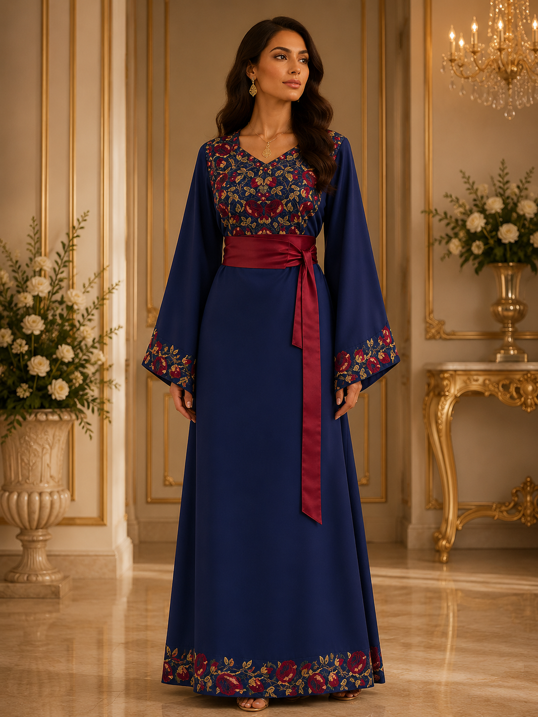Simple Blossom Royal Blue Thobe - Blends Simplicity With Heritage.