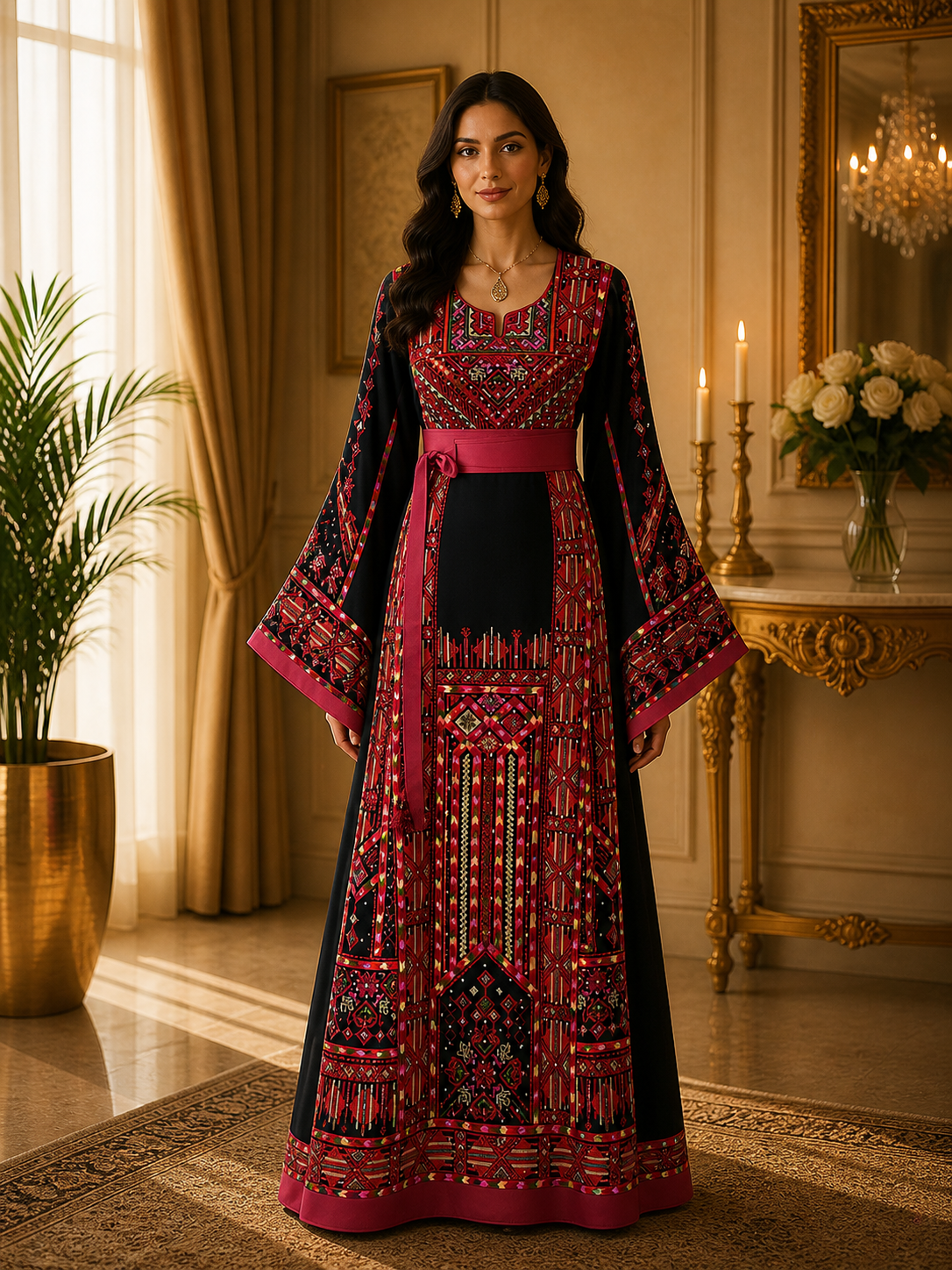 Layali Embroidered Palestinian Thobe – With Two Matching Belts”