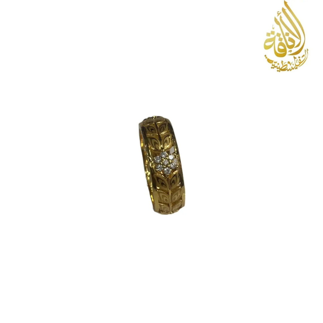 Dibleh Ring with Flowers and Leaves – Elegant Floral Design in Imitated Gold