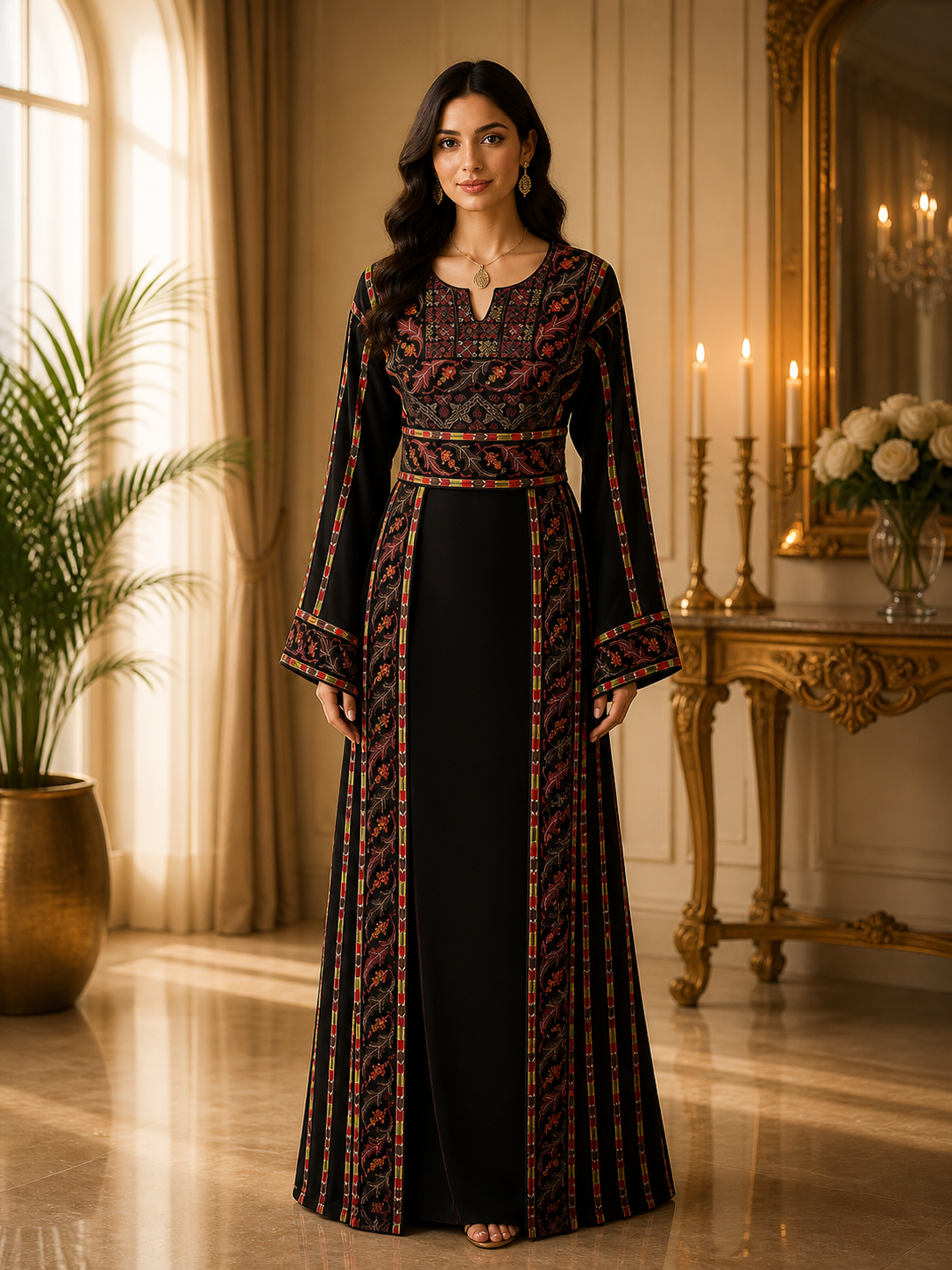 Sultana Embroidered Brown Velvet Thobe