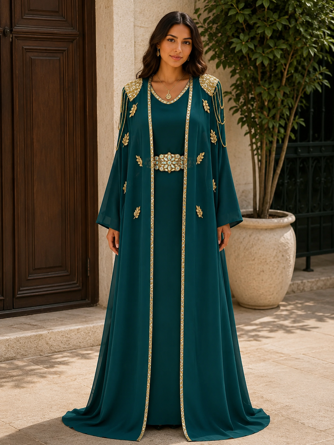 Luxury Open Abaya Set With Modest Fashion and Unique Design