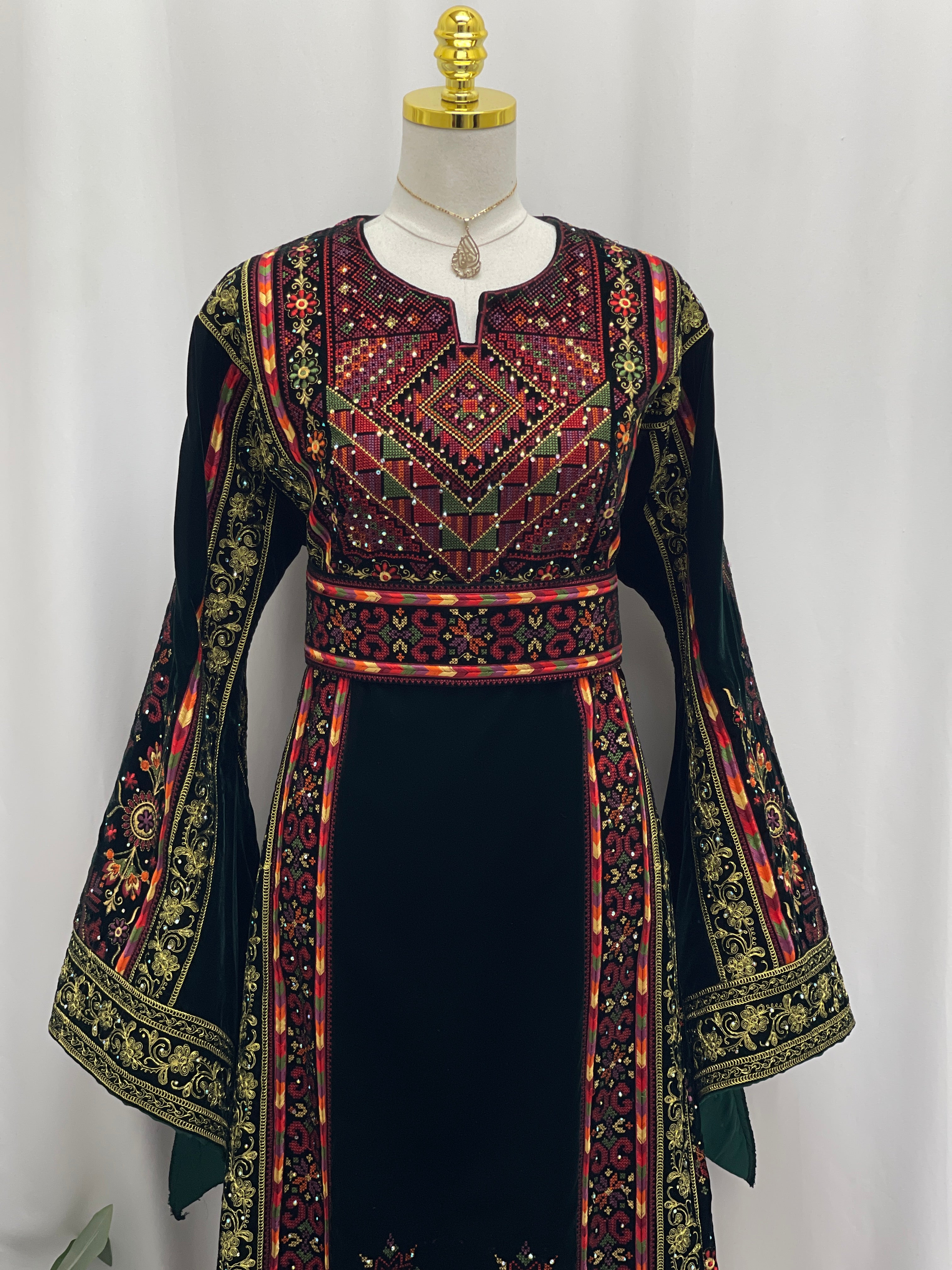 Al-Zaytoona EmbroideredVelvet  Thobe - Palestinian Elegance