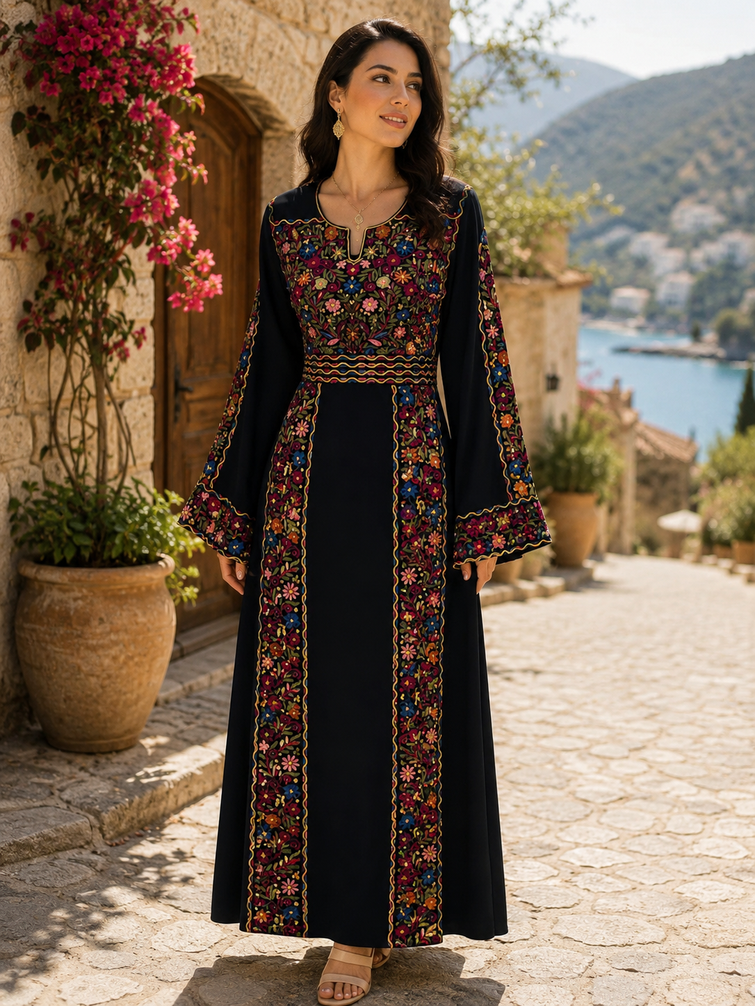 Floral Essence Embroidered Thobe: A traditional Palestinian Embroidered dress