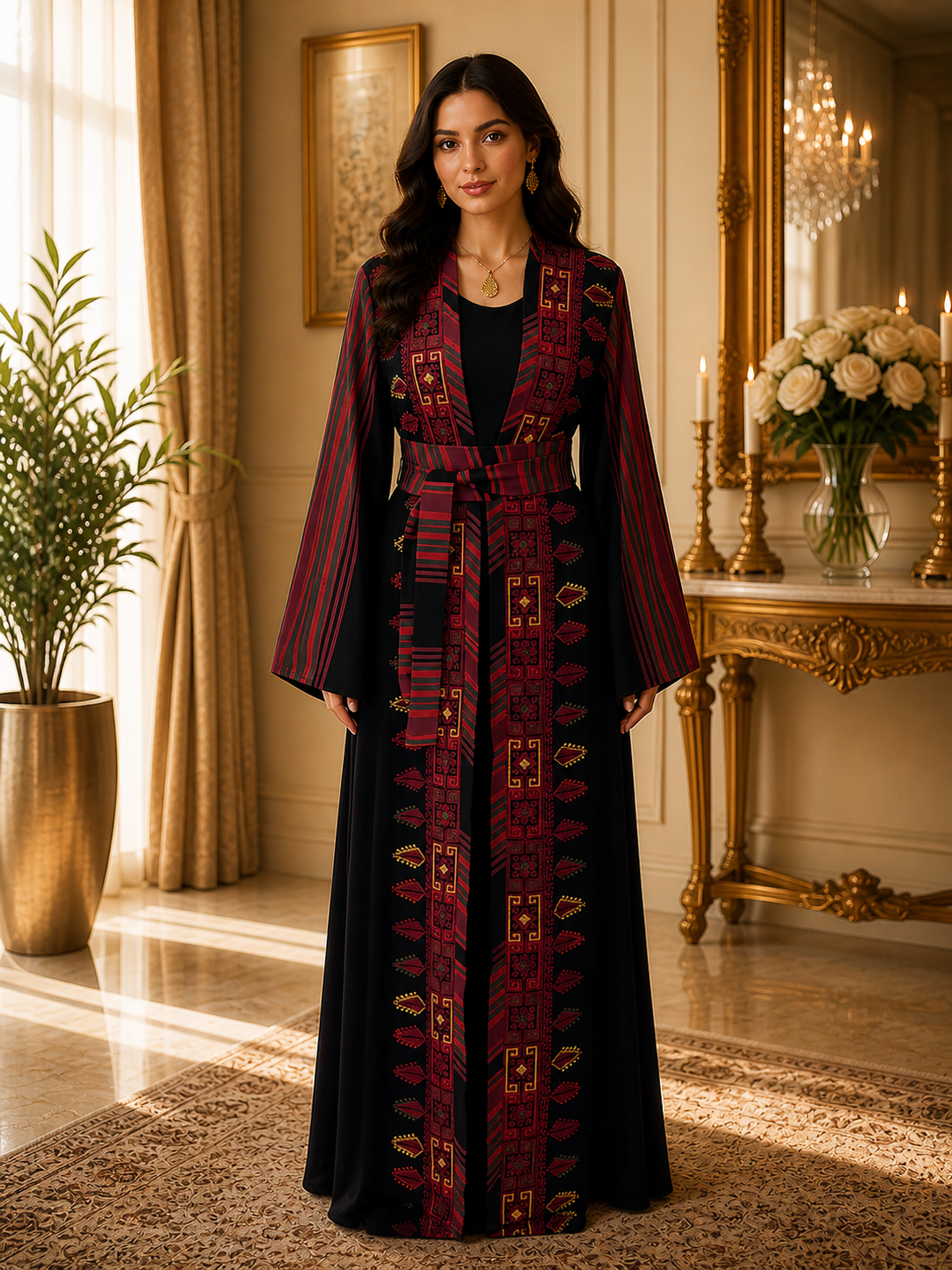 Majdal Heritage Embroidered Chiffon Piece - Cultural Grace